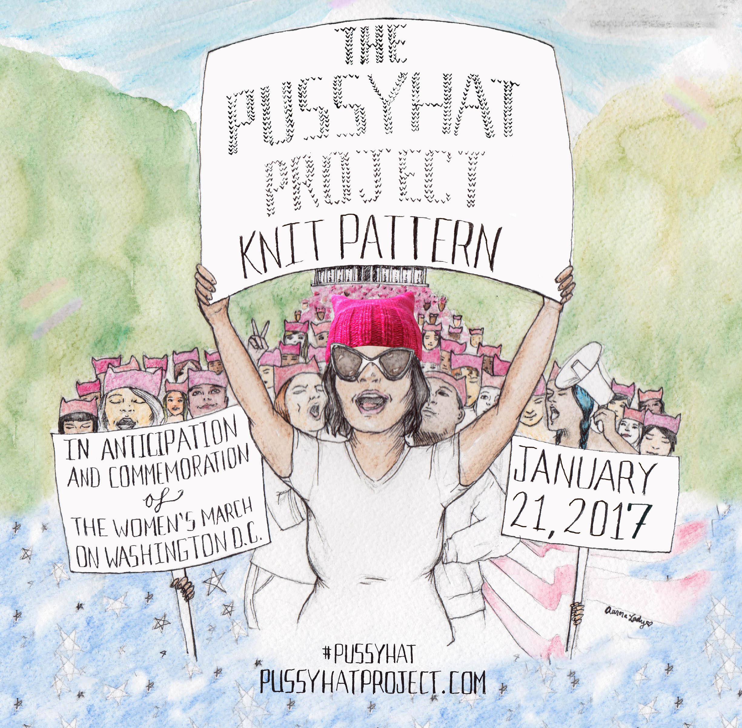 Artwork by Aurora Lady for the Pussyhat Project!