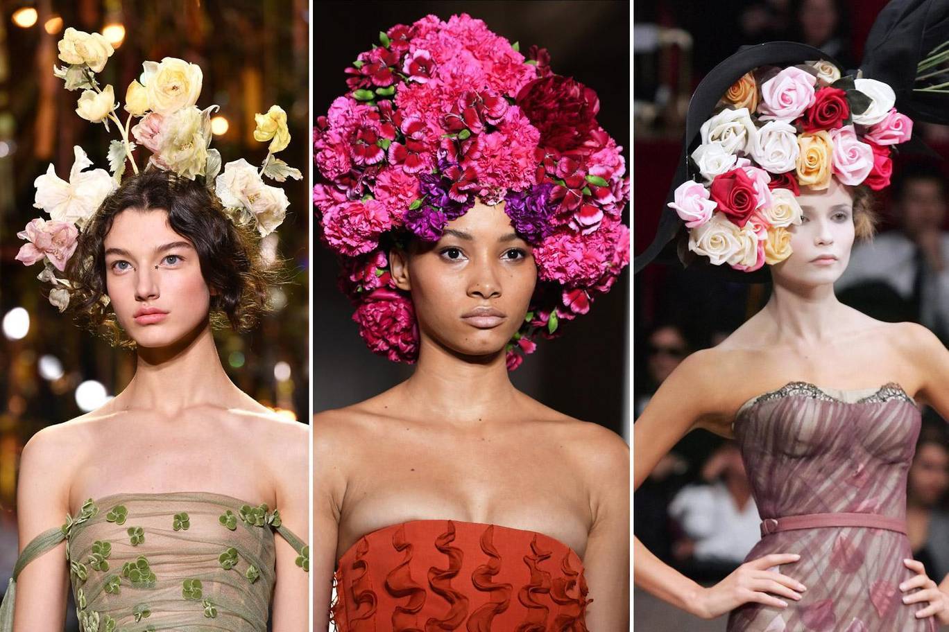 Flower crowns made their way to the runway at Dior, Valentino and Galliano.