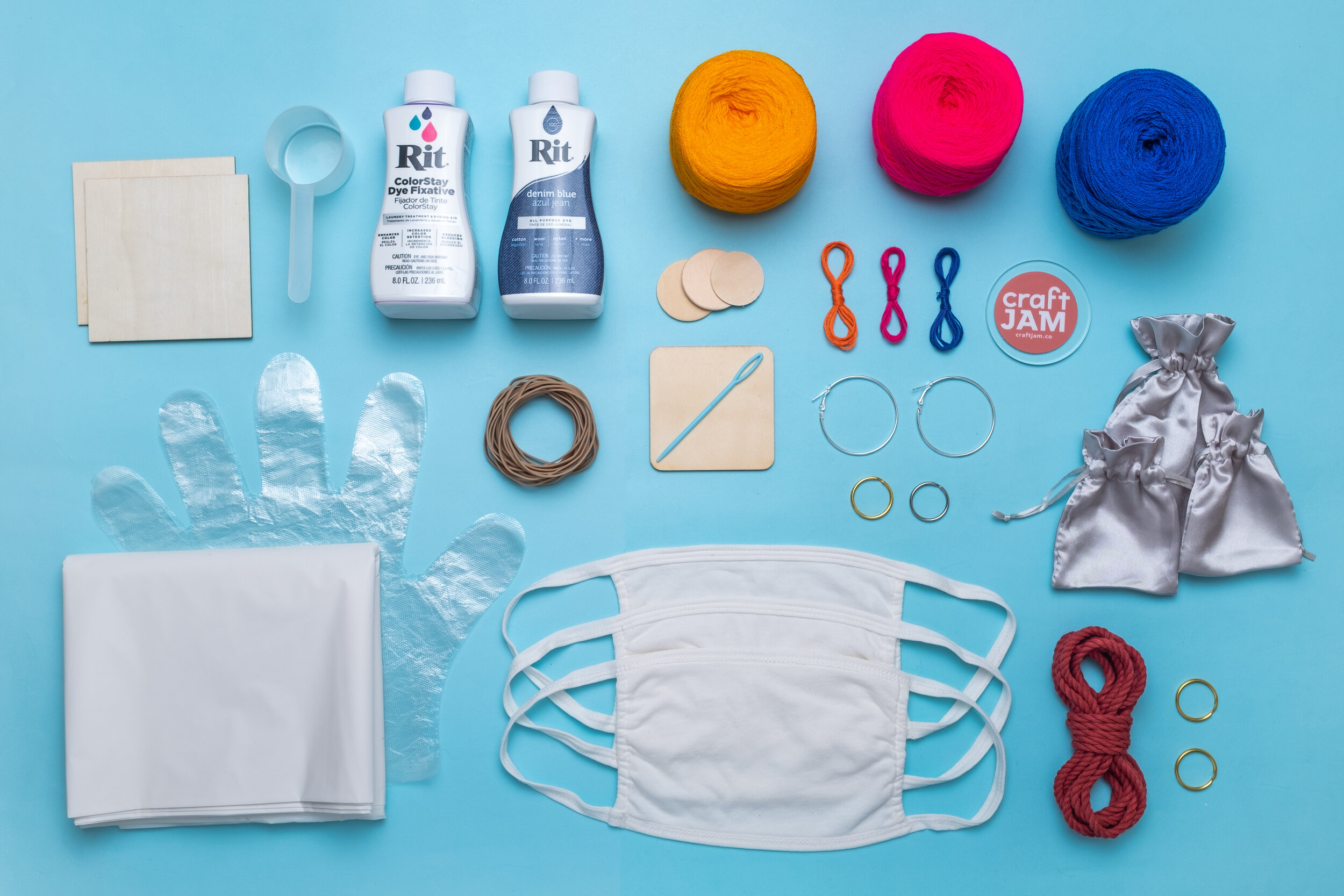 Only post-COVID: The kit for our very popular mask tie dye workshop. Photo: Izzy Dow for CraftJam (Photo: Izzy Dow for CraftJam)