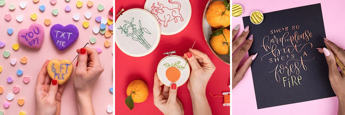 On Gina’s Workshop list: needle felting , Lunar New Year embroidery and calligraphy .