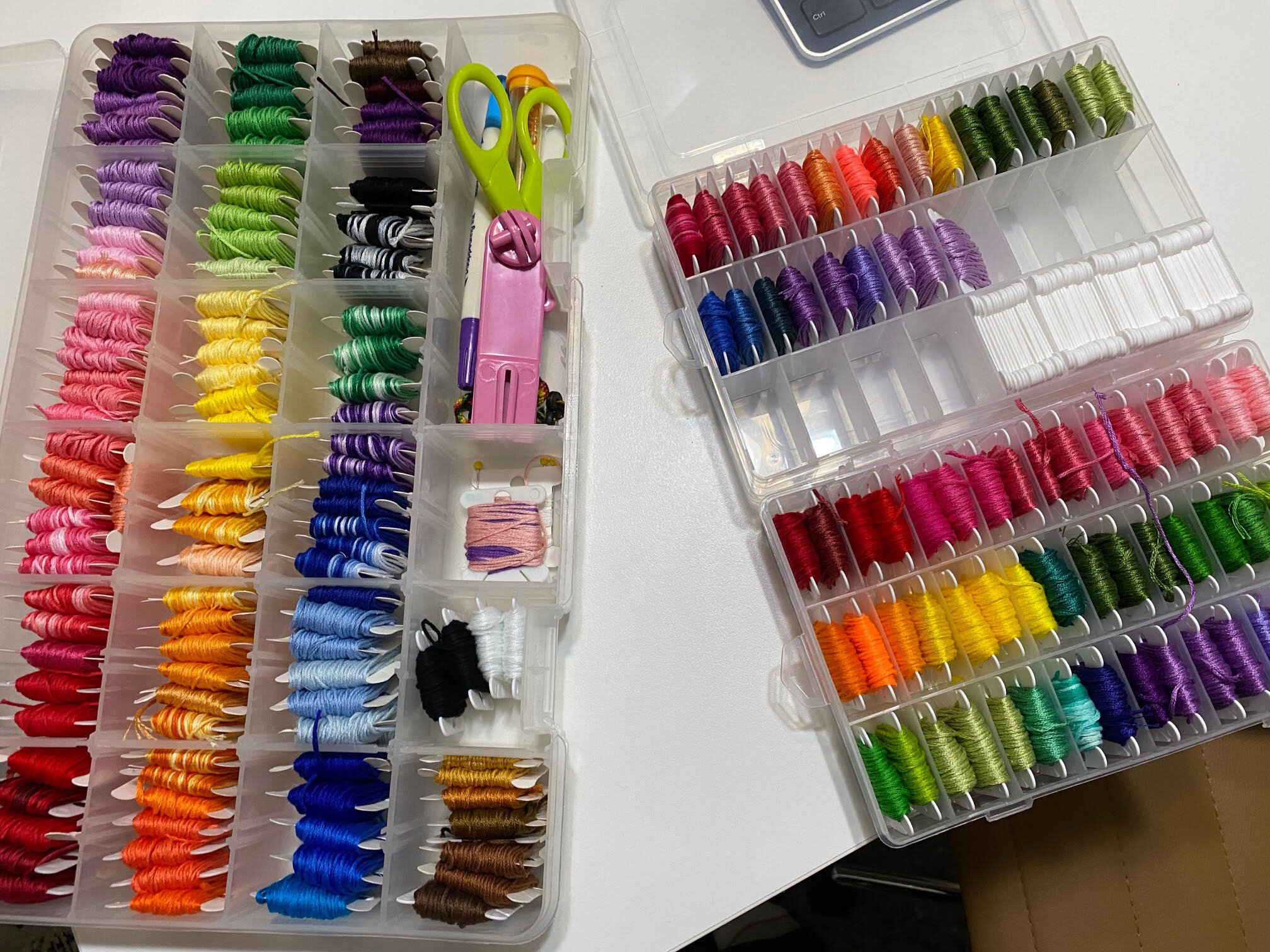 Things (embroidery floss) organized neatly.