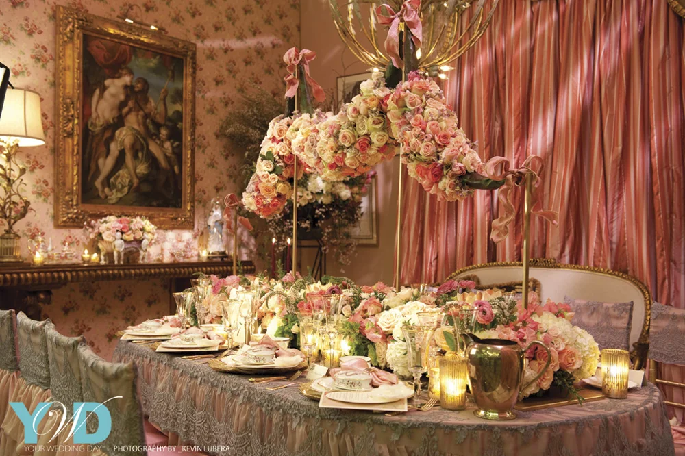 Vintage French Pink and Coral Wedding Decor and Floral Inspiration Designed by Eddie Zaratsian Lifestyle and Design, Photos by Kevin Lubera Photography