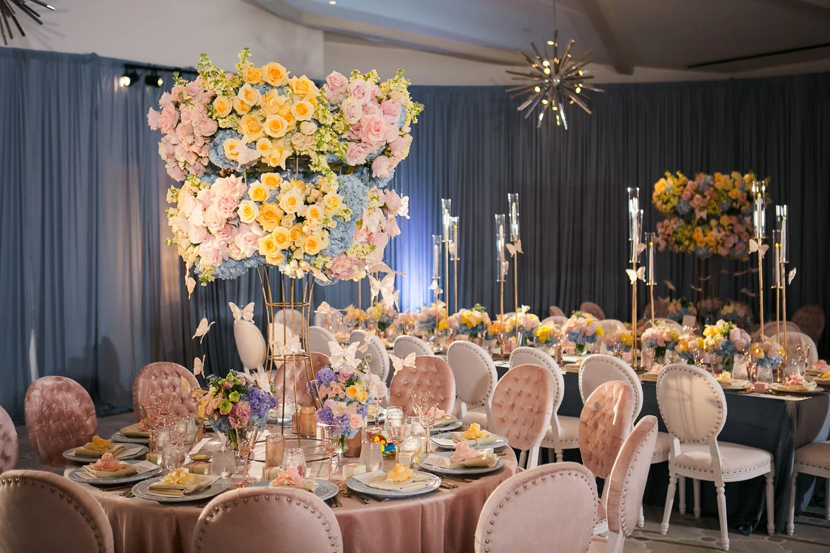 Spring butterfly themed baptism reception - floral design by Eddie Zaratsian