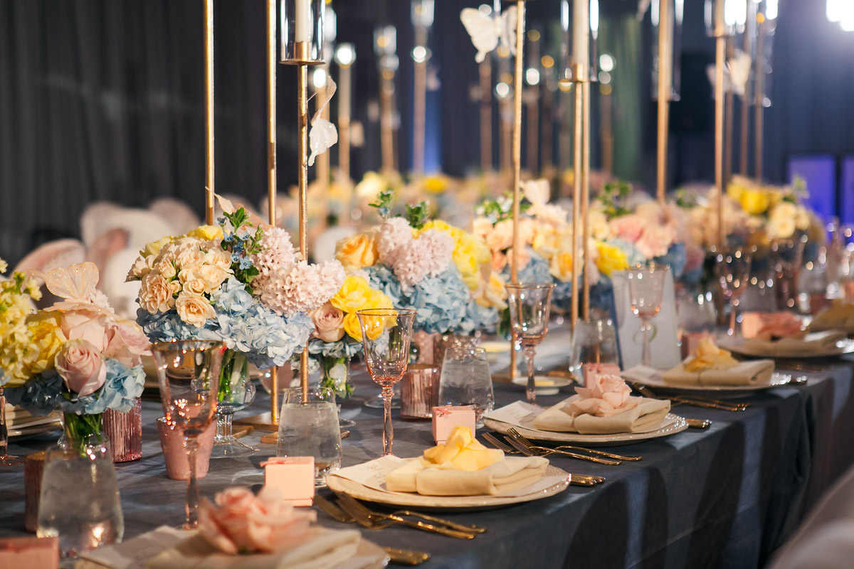Spring butterfly themed baptism reception - floral design by Eddie Zaratsian