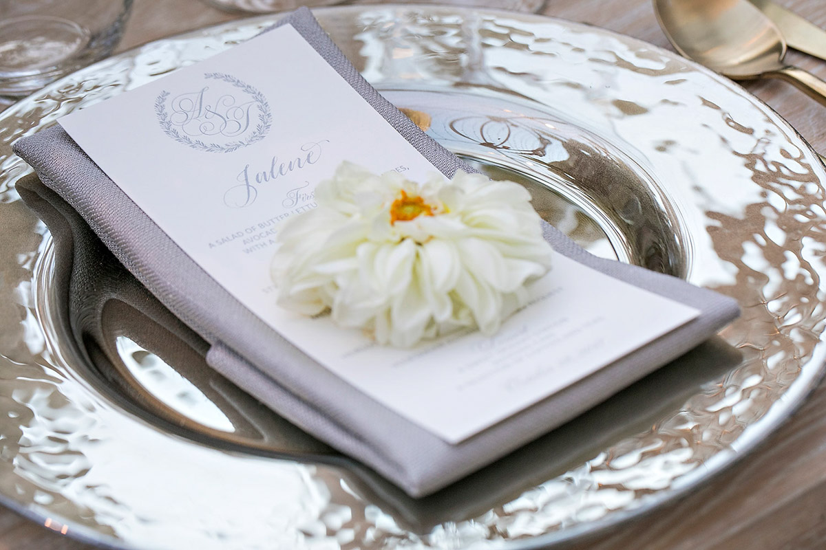 Rustic, organic Hotel Bel-Air wedding table setting designed by Eddie Zaratsian, Photo by Jessica Claire Photography