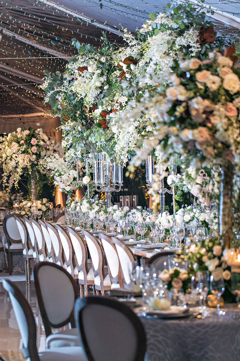 Hotel Bel-Air wedding reception florals designed by Eddie Zaratsian, Photo by Jessica Claire Photography