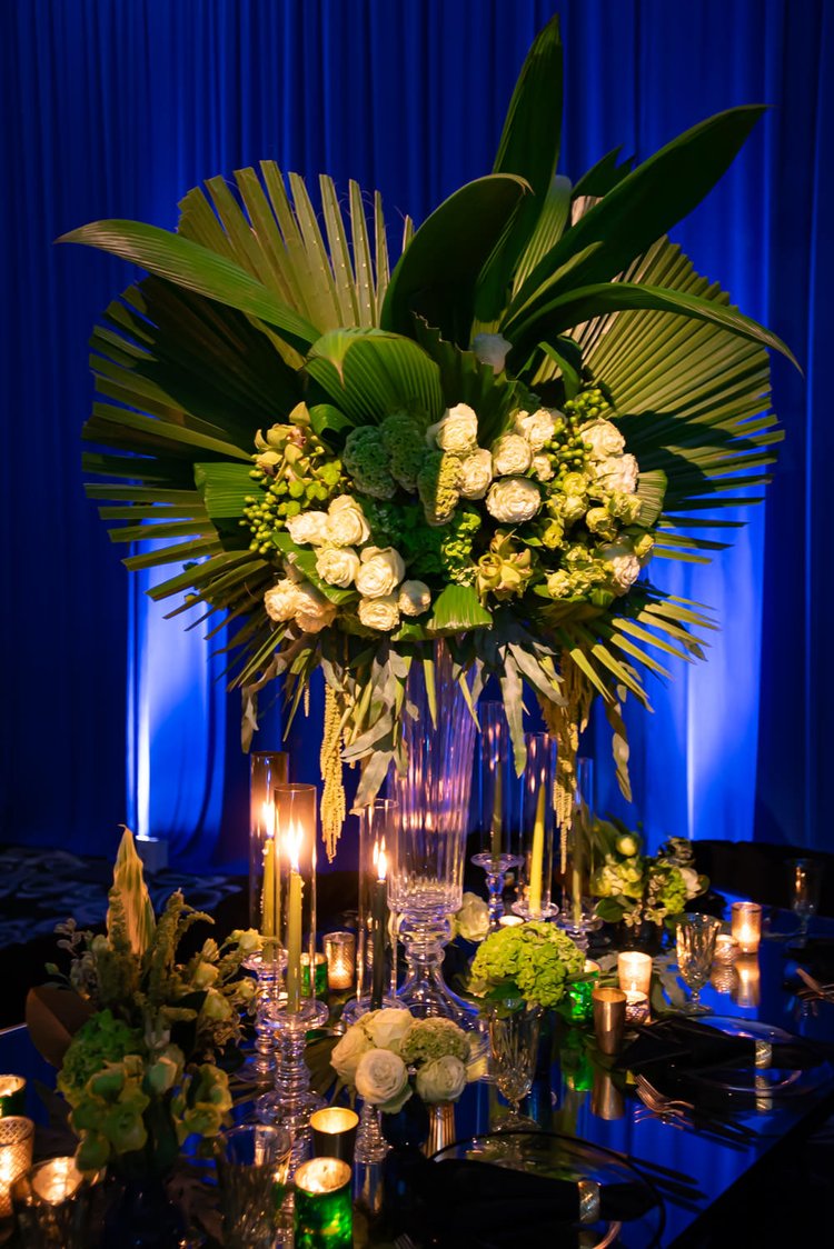 Glamorous tropical event design at an LA Bar Mitzvah by Eddie Zaratsian