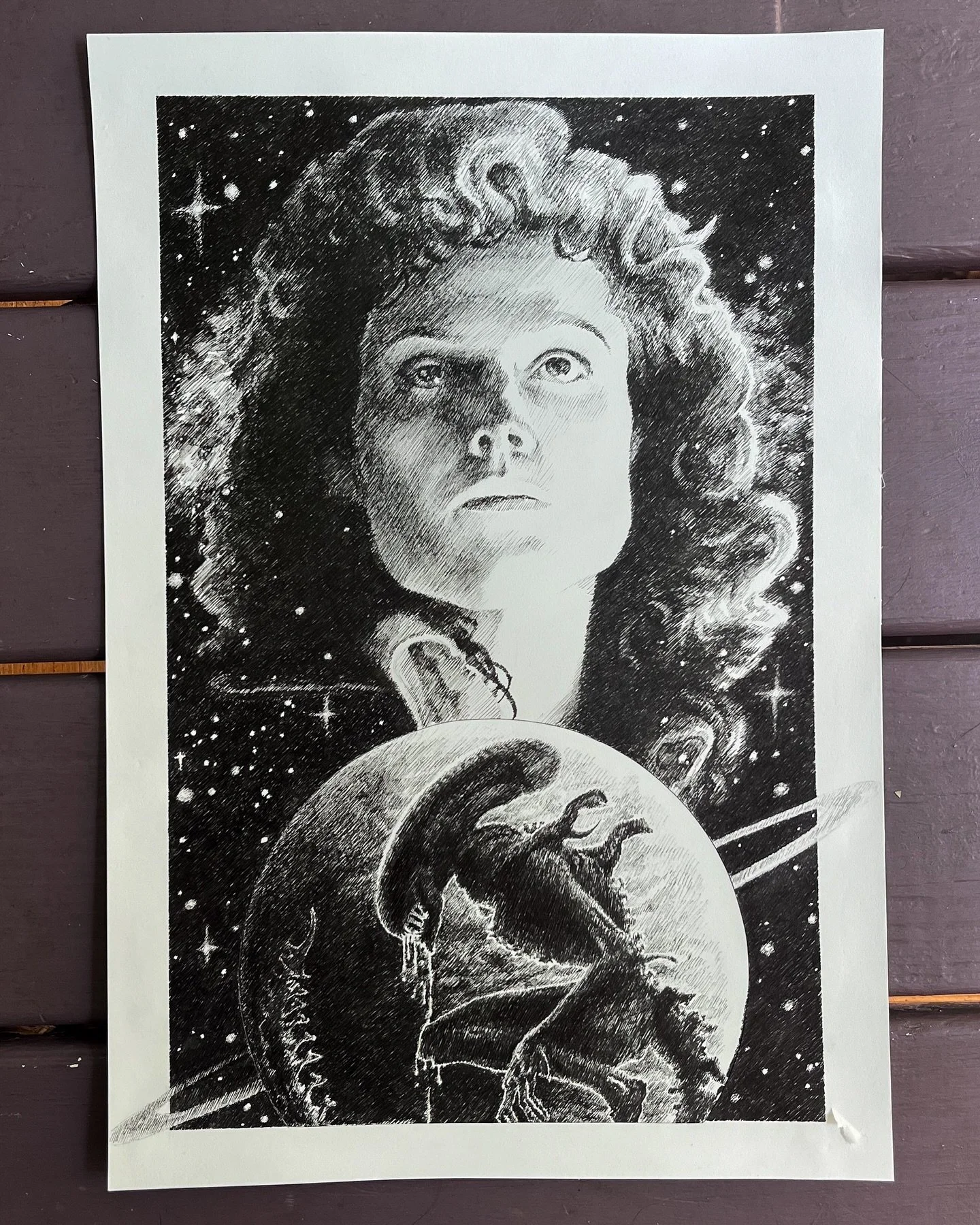 &ldquo;Mother&rsquo;s Deciphered Part Of It. It Doesn&rsquo;t Look Like An S.O.S... It Looks Like A Warning.&rdquo; - Alien

Had fun with this one - I wanted to make a movie poster style drawing this time. (I&rsquo;ve also absorbed quite a bit of ali