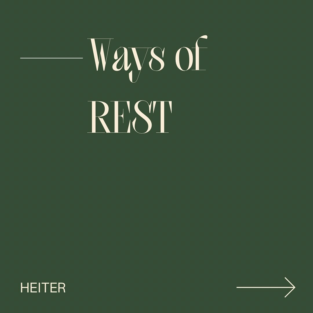 The latest heiter prompt is all about creating time for rest. 

Did you know that there are seven types of rest? Read the slides to find out more, and then let me know which type resonates the most with you and why. Also, feel free to save this post 