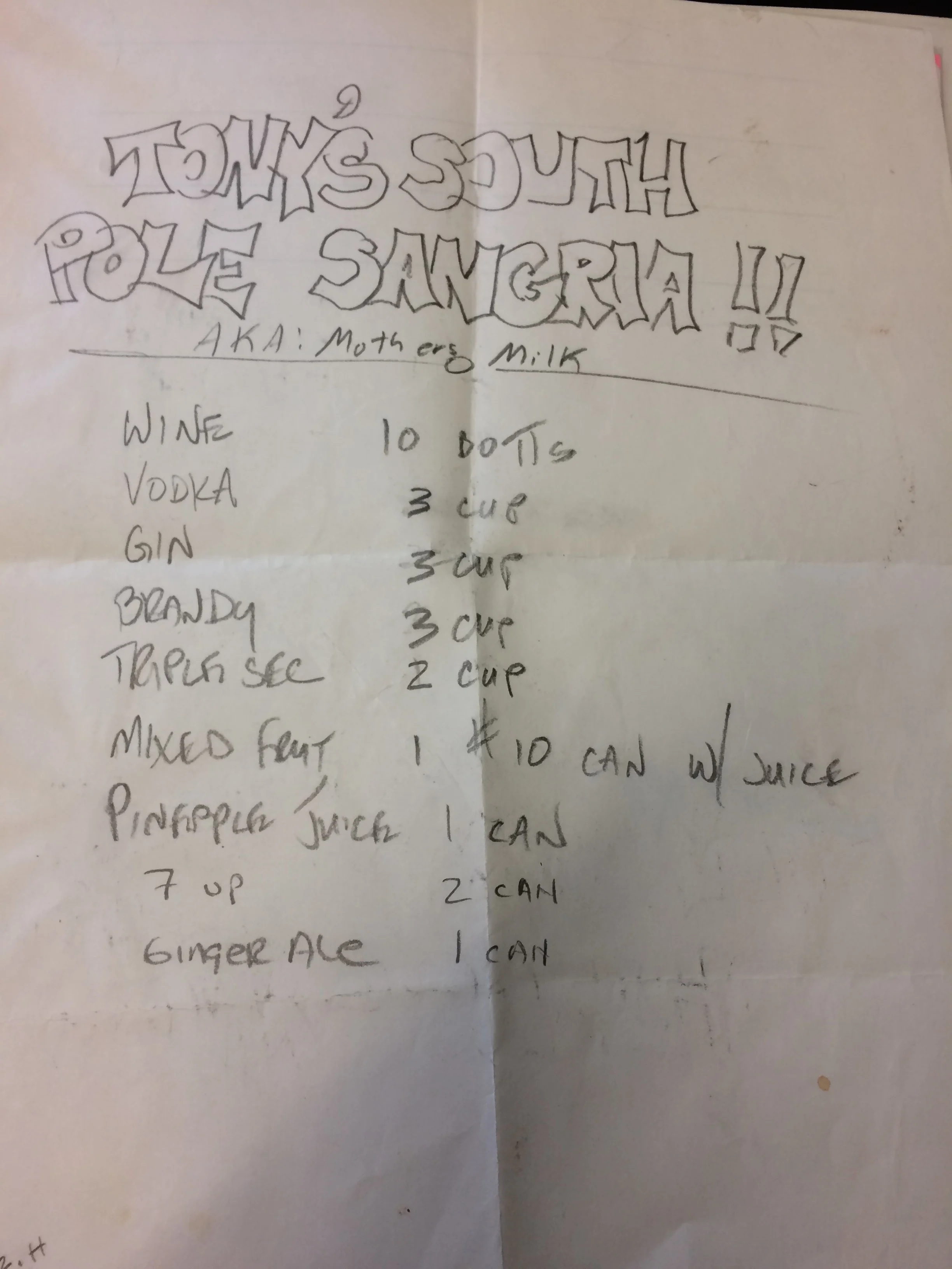 South Pole Sangria a,k.a. Mother’s Milk