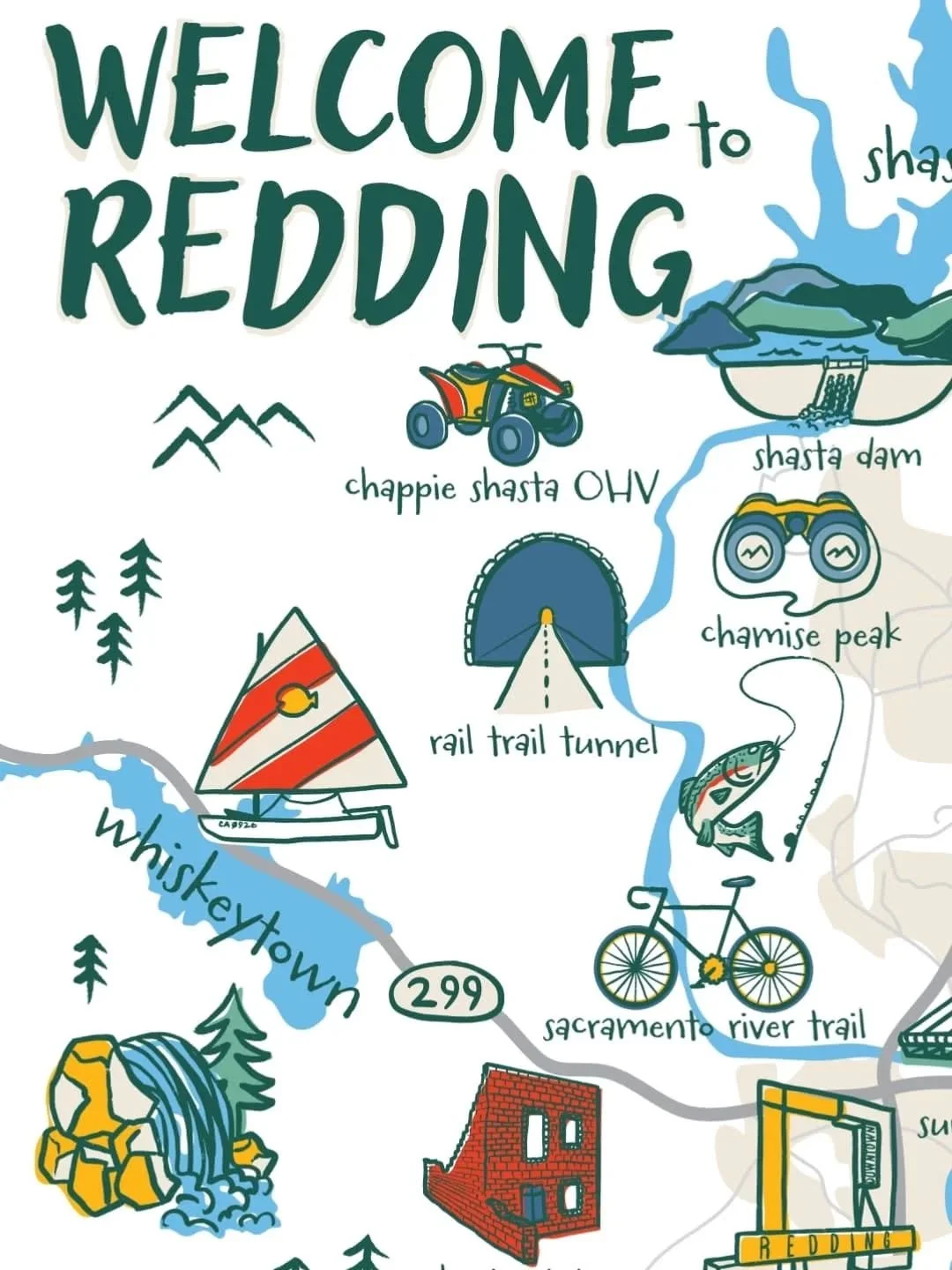 Finally got to see the mural I designed for @visitredding and the Redding Regional Airport! Only rook me 3 months! So happy to be part of such a fun project.