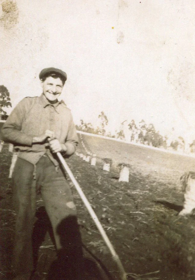 Carlo on farm at Sheffield during war.