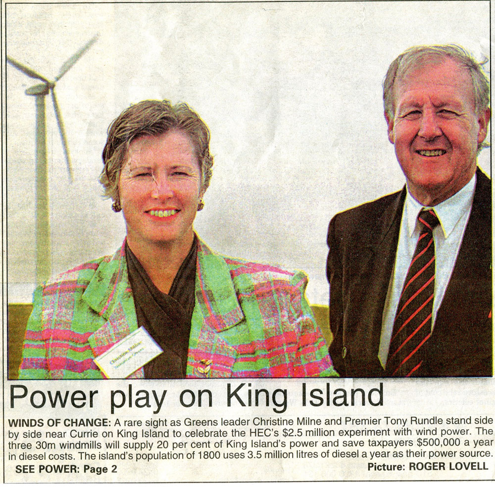 First and only photo of myself with Liberal Tony Rundle when part of the Liberal-minority government in 1996. This photo was later photoshopped by Labor during election campaign to remove the wind turbine to remove context.