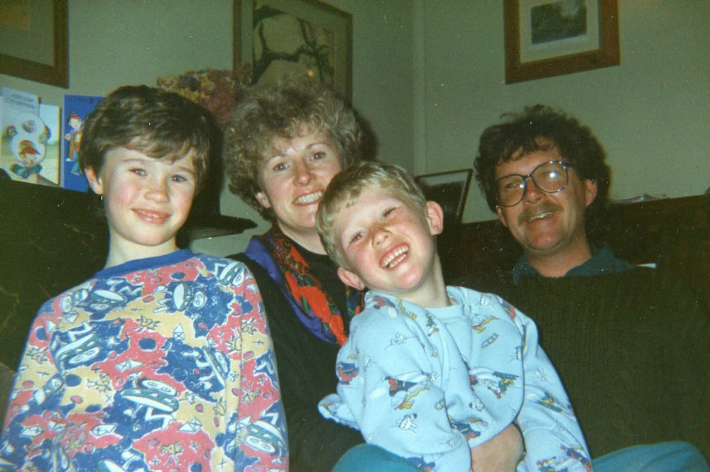 Christine with Neville Milne, sons Thomas and James.