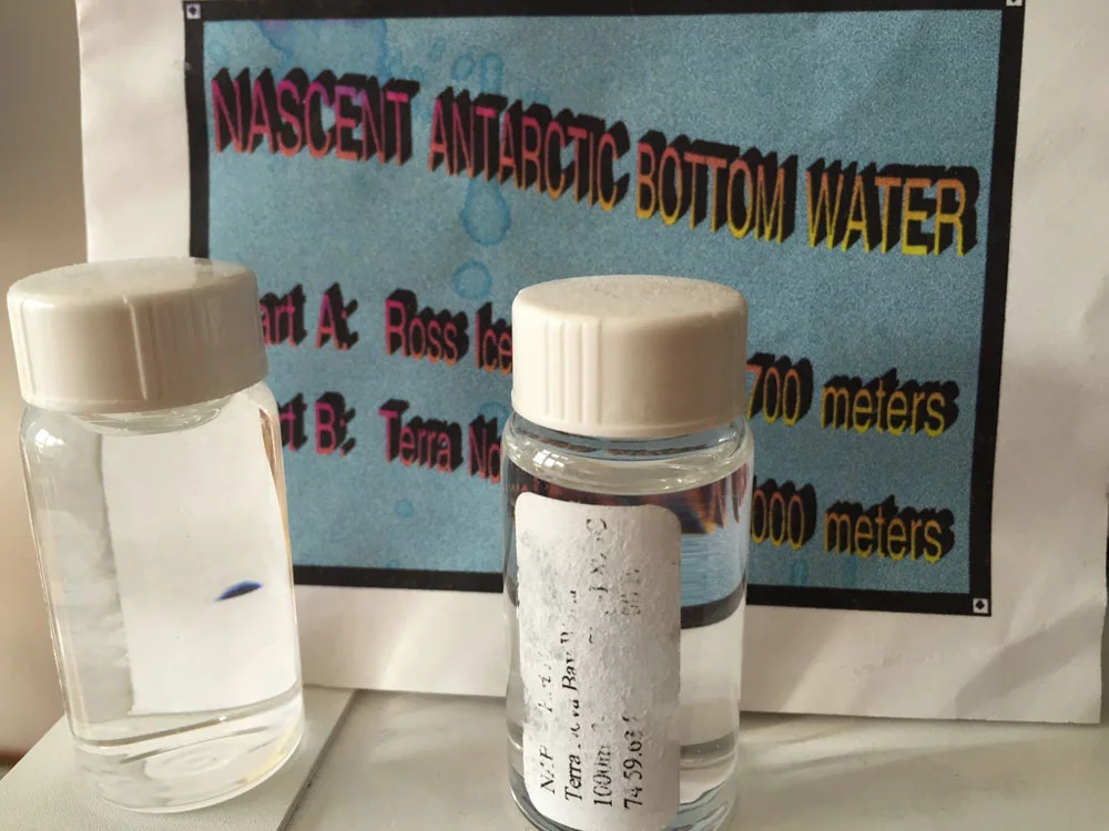 Bottles of Antarctic bottom water.
