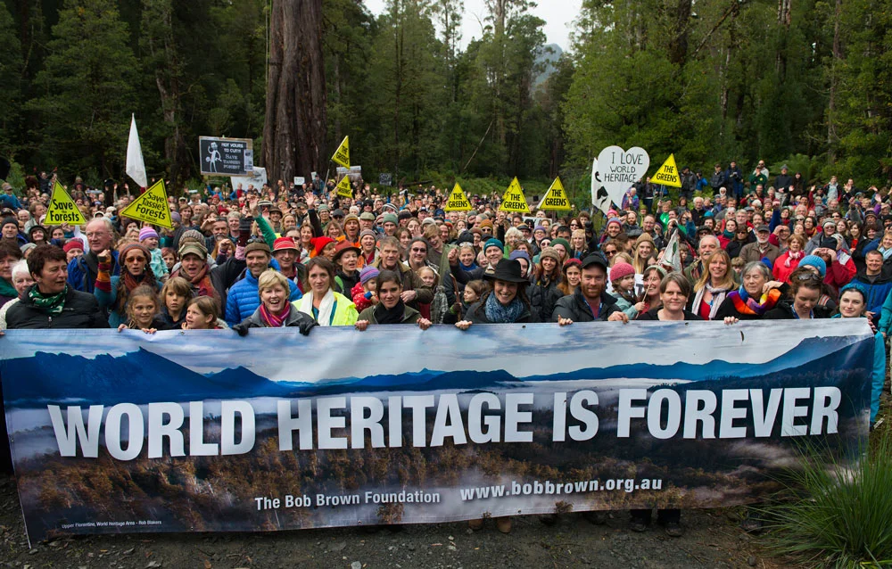 At the World Heritage rally in the Florentine forest opposing Tony Abbott's proposed excision of 74,000 hectares of Tasmanian forest in 2014.