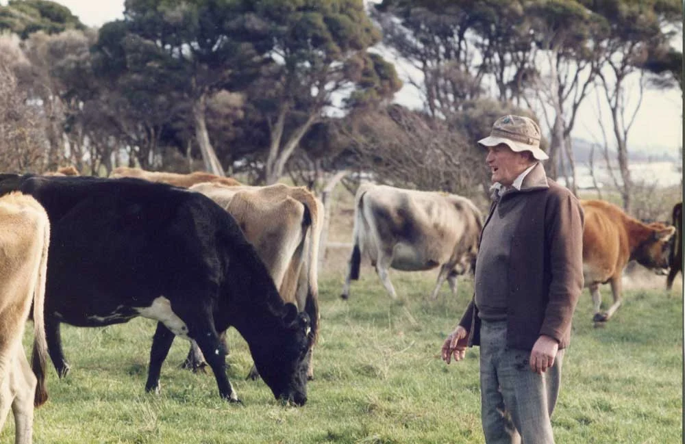 M father on the farm.