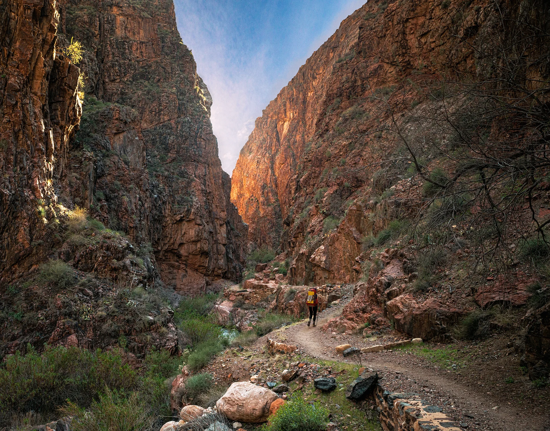 Hiking Woman Grand Canyon Sunset Backpacking Arizona