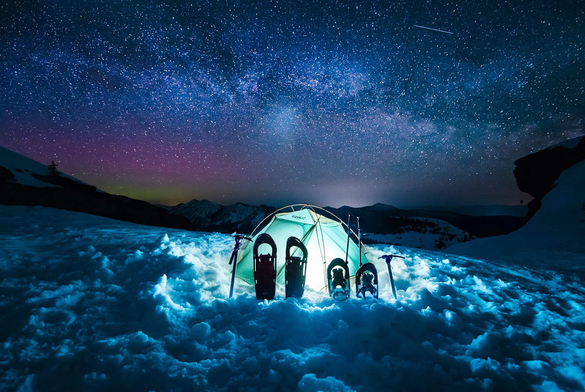 Tent Camping Idaho Milky Way Aurora Borealis Mountain Night