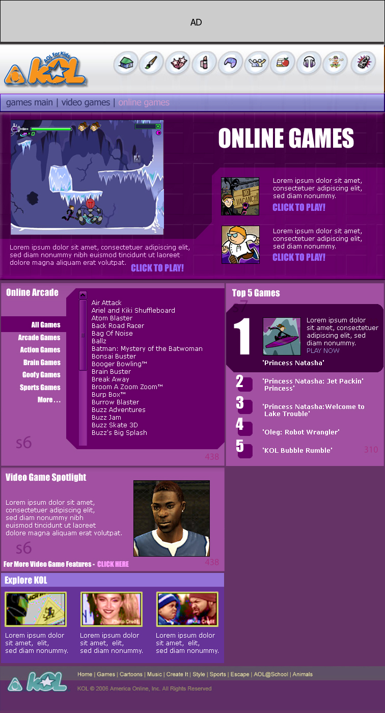 KOL Games Redesign Mock Up