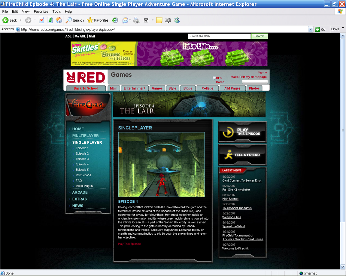 FireChild Portal Page (AOL Teens)