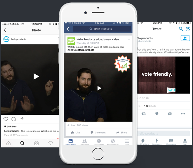 Debate Videos + Videos will posted on Hello's social channels & also as promoted content. + A call to action will invite viewers to visit Hello's homepage and voice their opinion.
