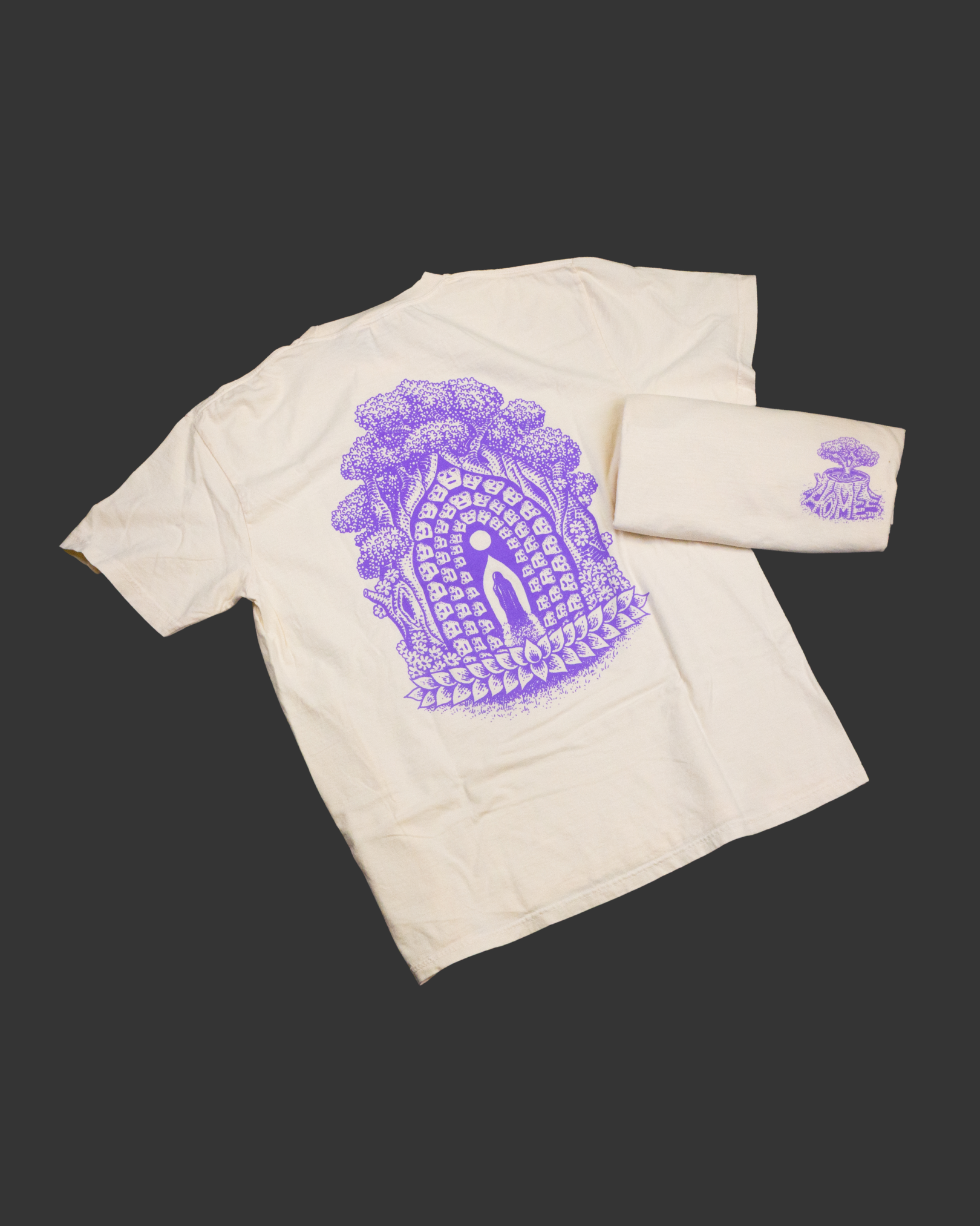 HOMES LIFE/DEATH T-SHIRT - CREAM & PURPLE