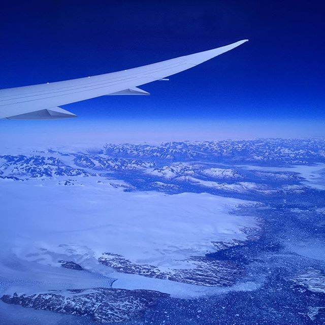 Heading home from the trip: a genuine no-filter photo over Greenland.