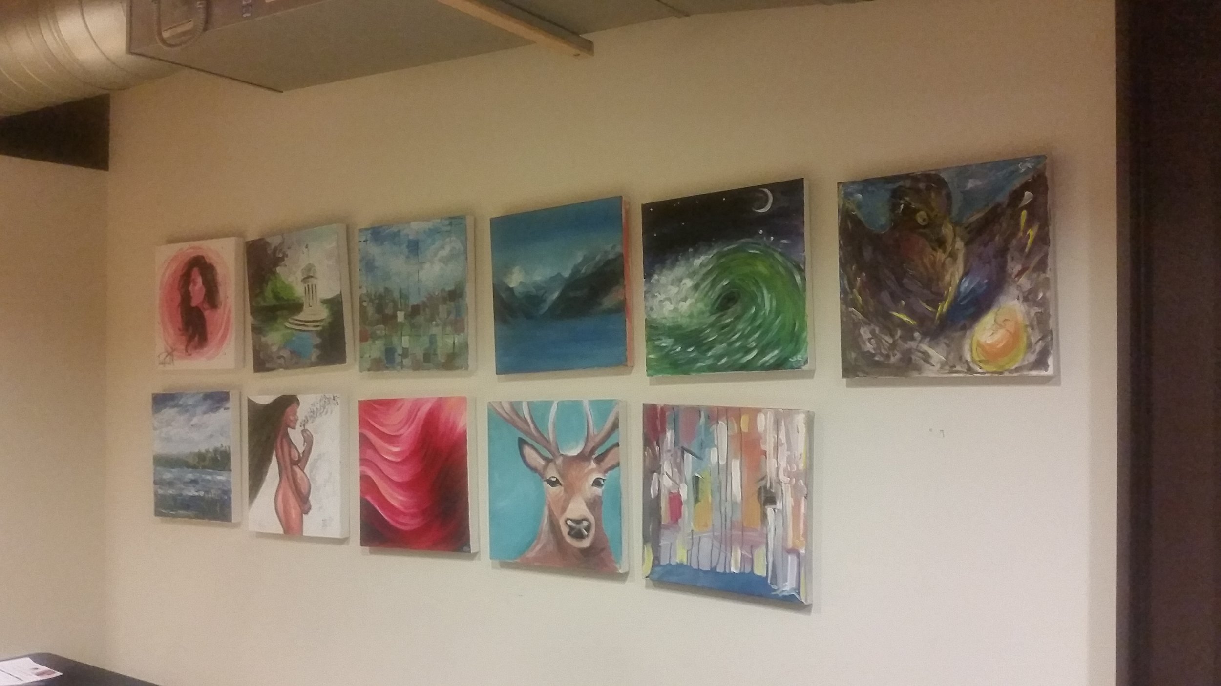 Art from round 1 ready for the silent auction