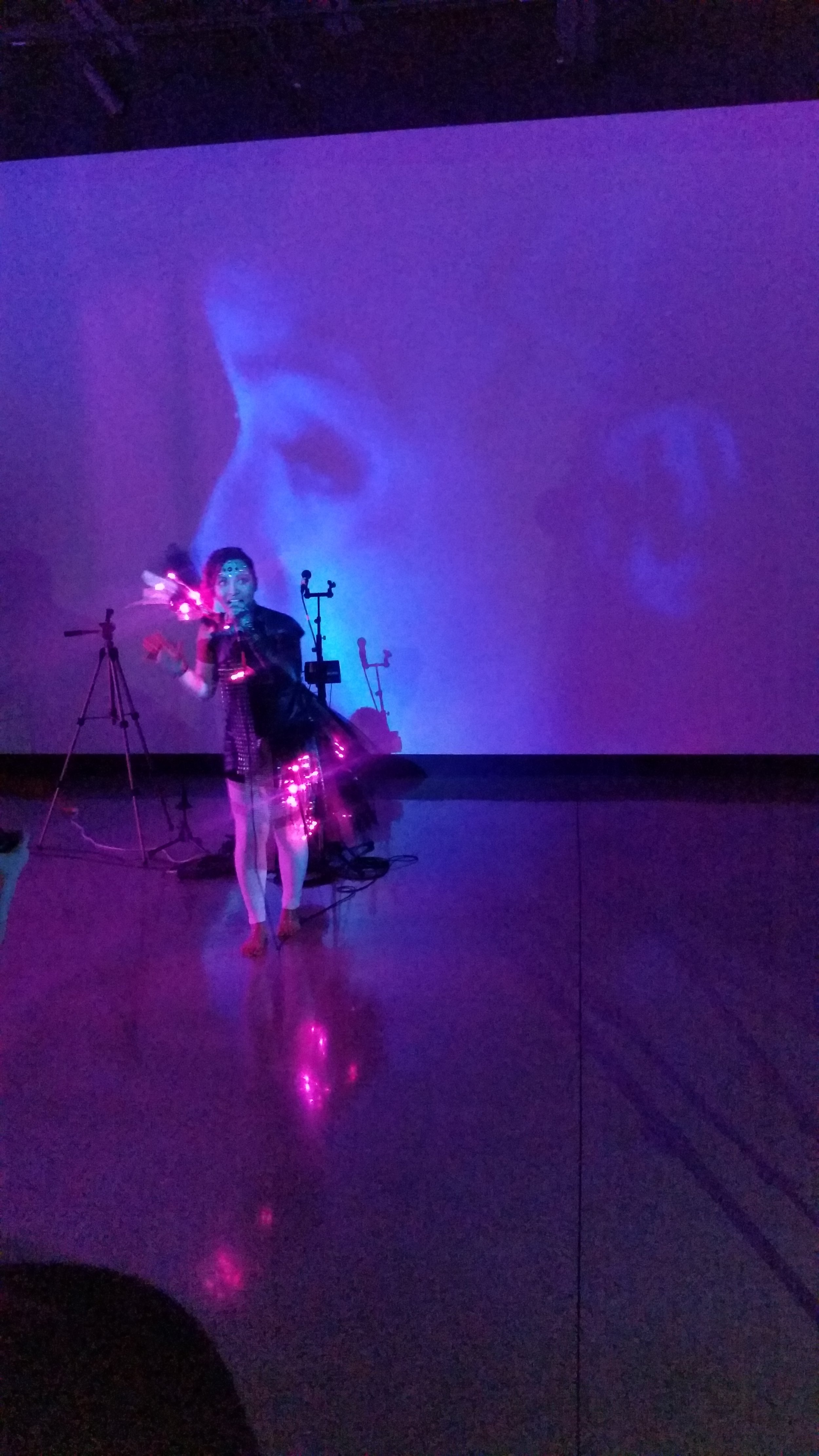 Charlena Russell's debut performance of her sound activated light suit. This was an amazing performance that included gorgeous visuals on screen.