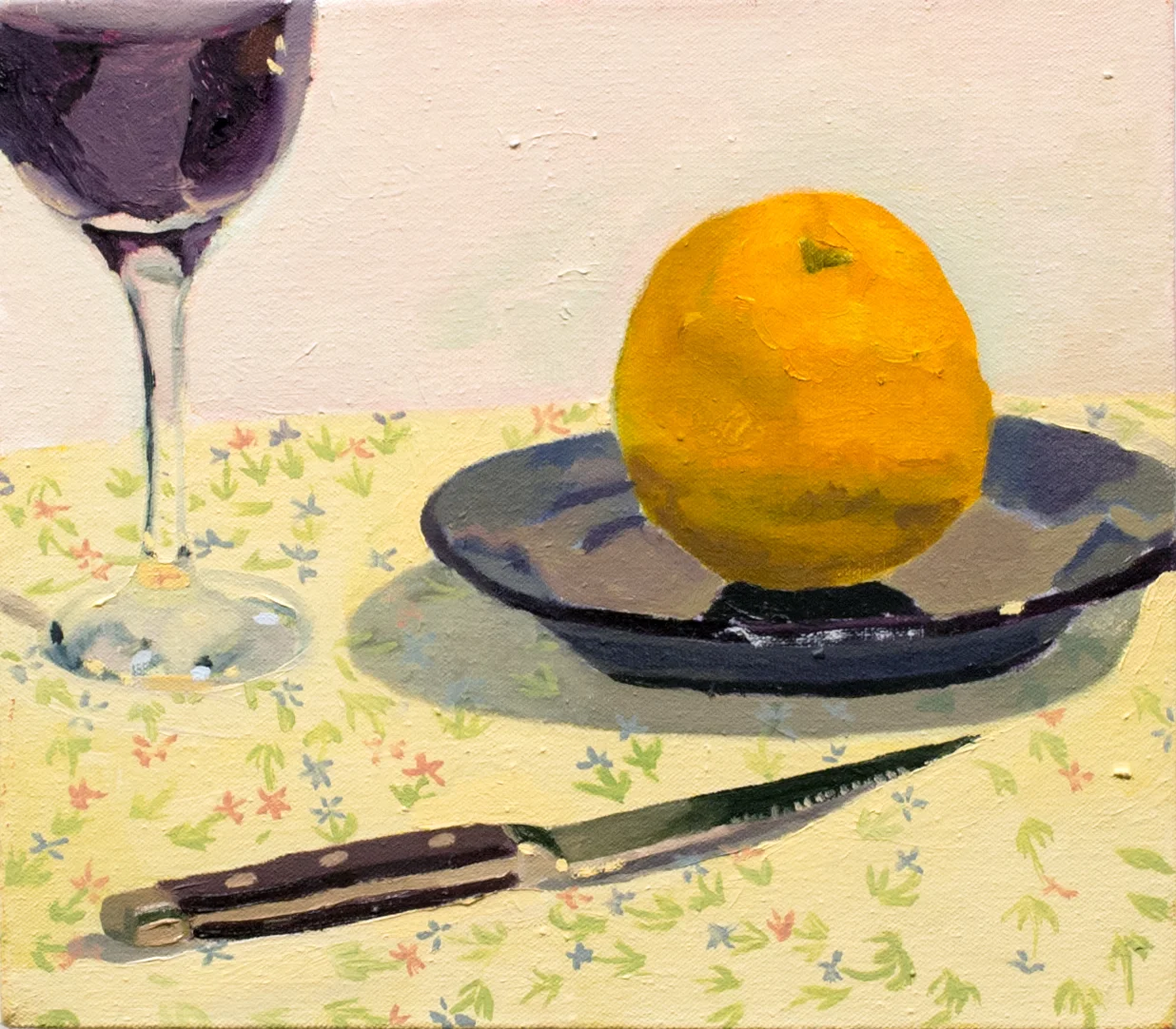 Still Life with Knife, Orange and Wine Oil on Canvas 2016