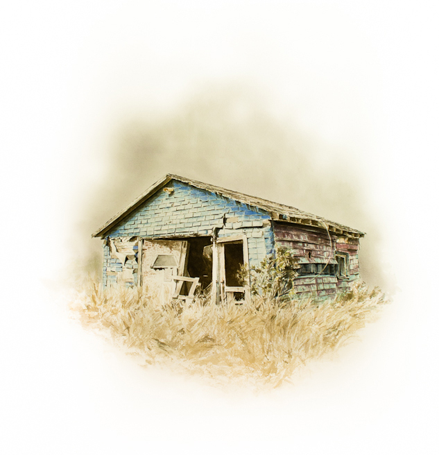 Stefan Herda, Highway Ten Clapshack #3. Homemade Inks and Dyes on Saunders paper. 30" x 22". 2013.
