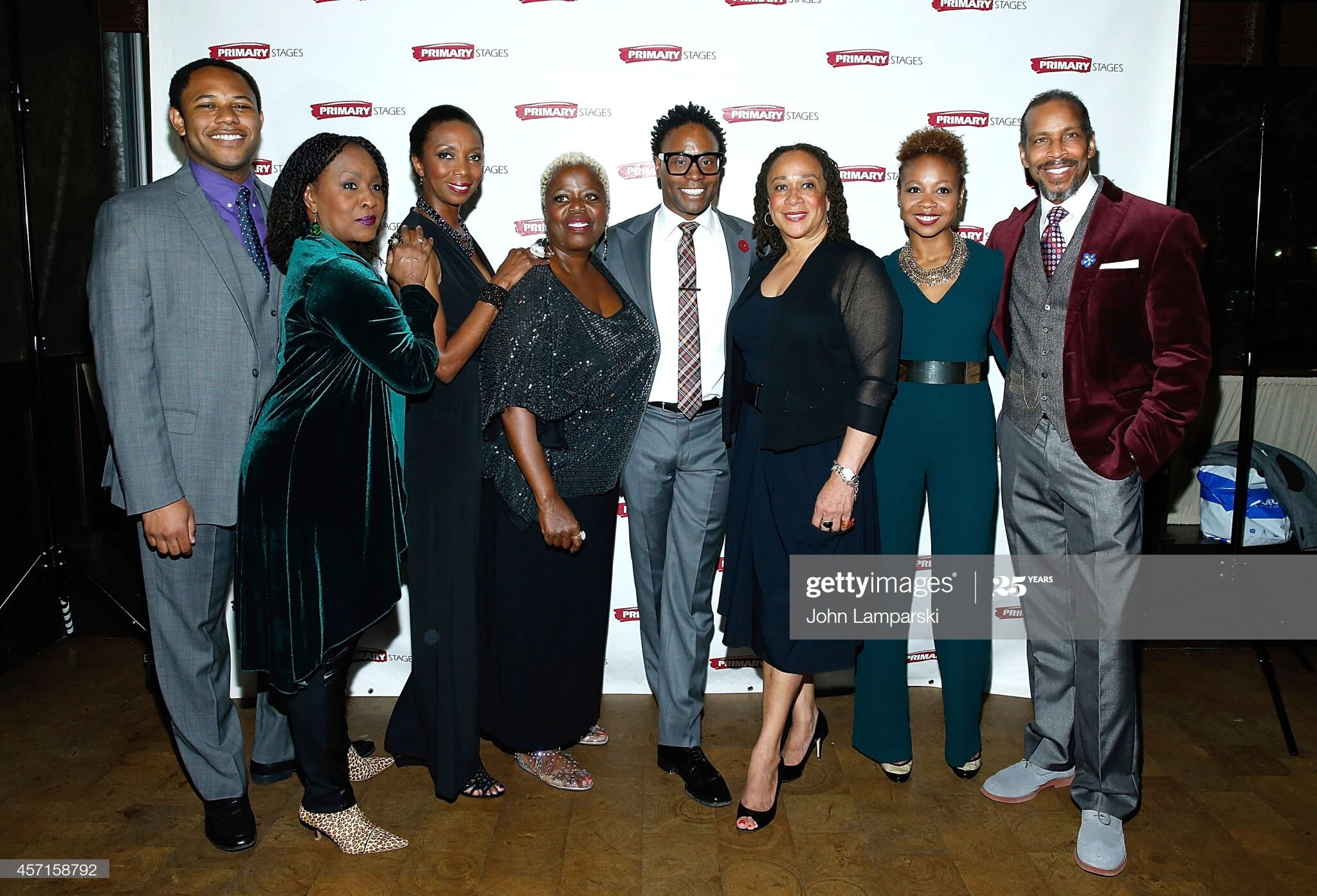   Larry Powell, Sharon Washington, Elain Graham, Lillias White, Billy Porter, S. Epatha Merkerson, Sheria Irving and Kevyn Morrow attend "While I Yet Live" Opening Night - After Part at Casa Nonna on October 12, 2014 in New York City. (Photo by John 