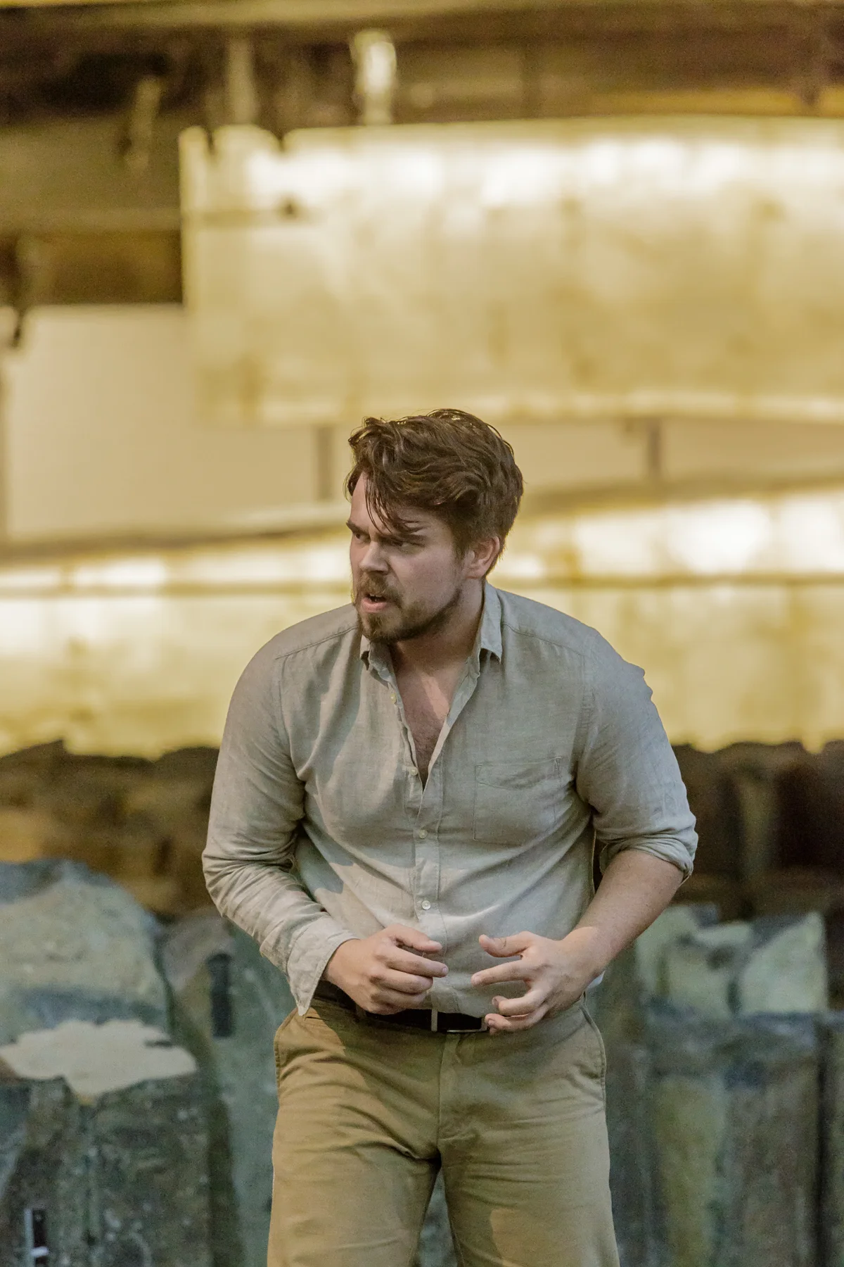 Adam Sperry as Idomeneo in Manitoba Underground Opera's 2017 production of Idomeneo at the Canadian Museum for Human Rights
