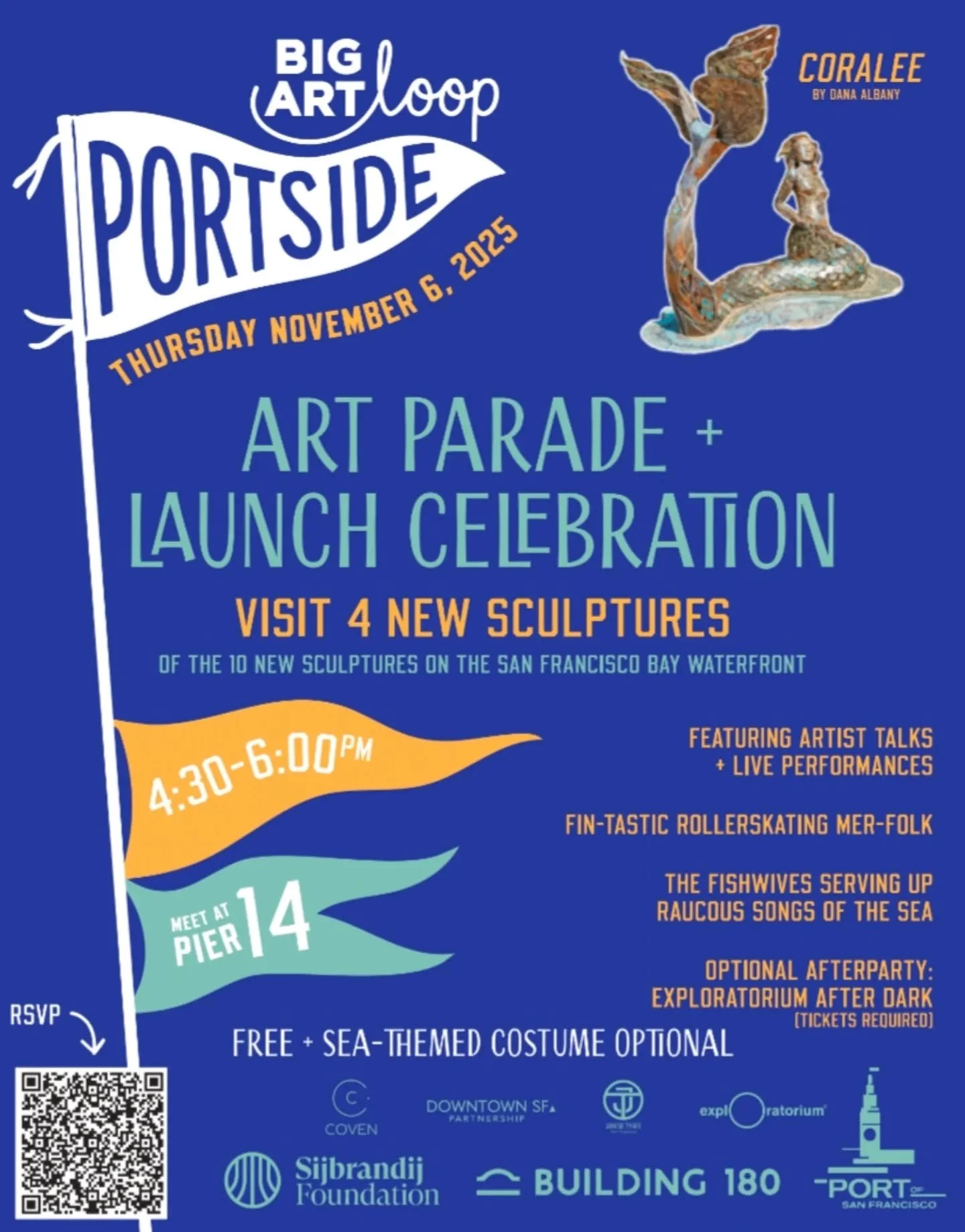 Something big is landing on the waterfront. 🌊
10 new sculptures. 1 incredible city.

Join us on November 6 for the @bigartloop &ndash; Portside Launch Celebration and experience the waterfront reimagined.

🥳Live music
🥳Mer-Folk Performances
🥳Arti