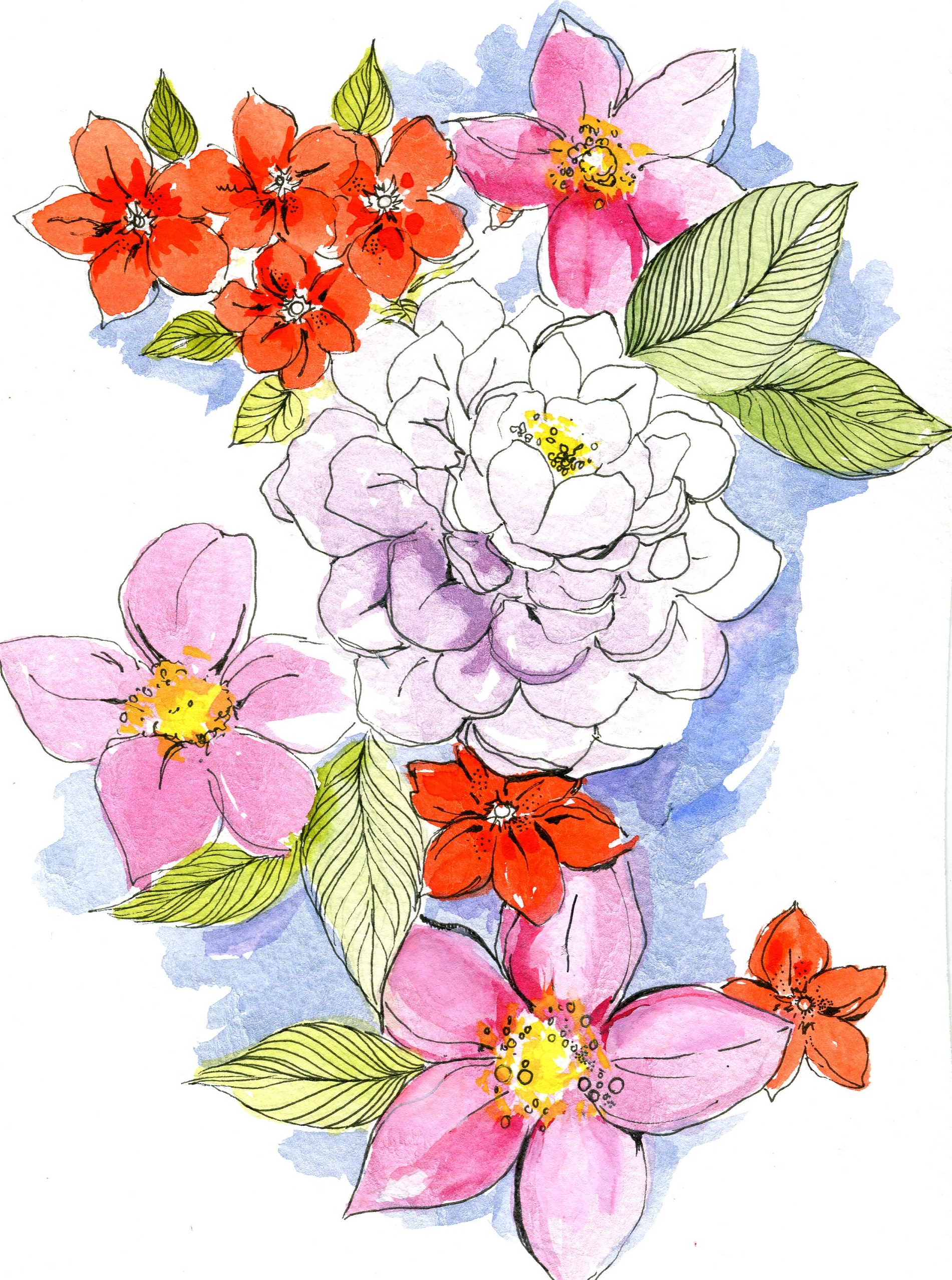 Watercolour pattern design for Postcard Swimwear 2015.