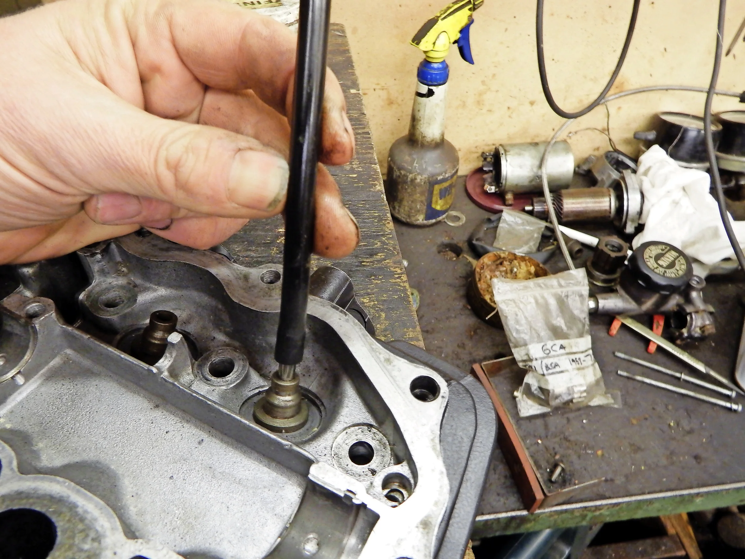 1. Rubber sucker-type grinding tools slip easily, especially if the valve isn’t smooth; a bit of rubber fuel hose stretched over the valve stem makes a useful handle that will stay put.