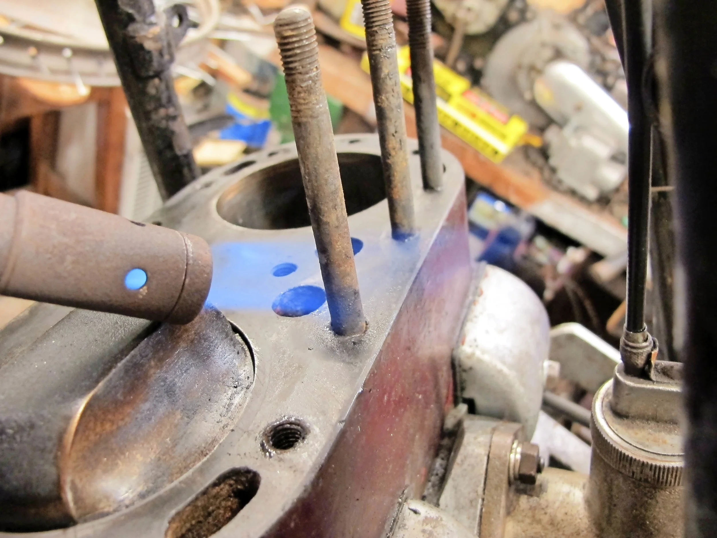 1. Heat is always good. In this cast iron cylinder block, even if the stud just swells and shrinks again it’s useful movement.