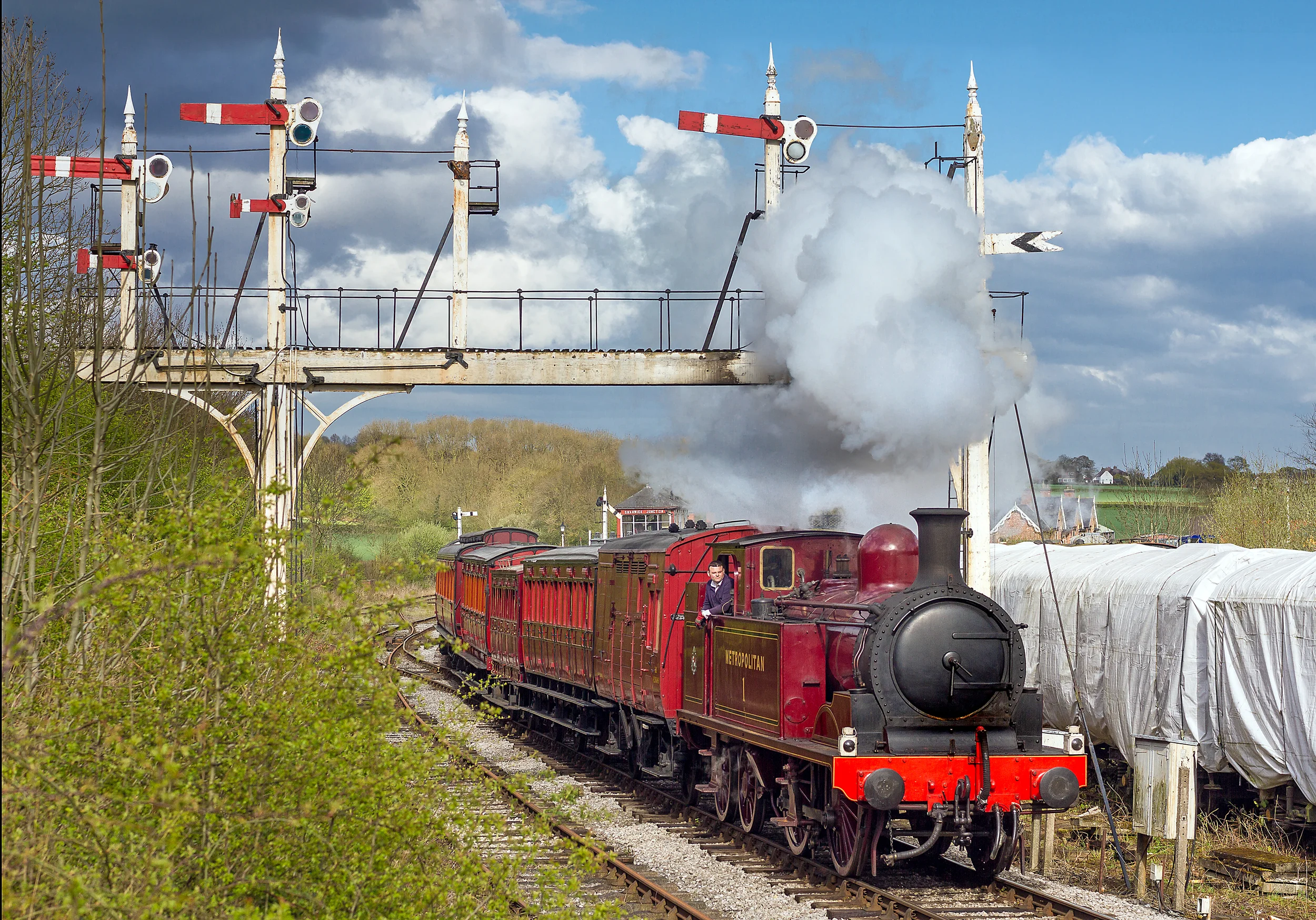 Metropolitan Railway 0-4-4T No. 1 leaves Swanwick Junction during a vintage train day at the Midland Railway - Butterley on May 2. Credit: Alan Weaver