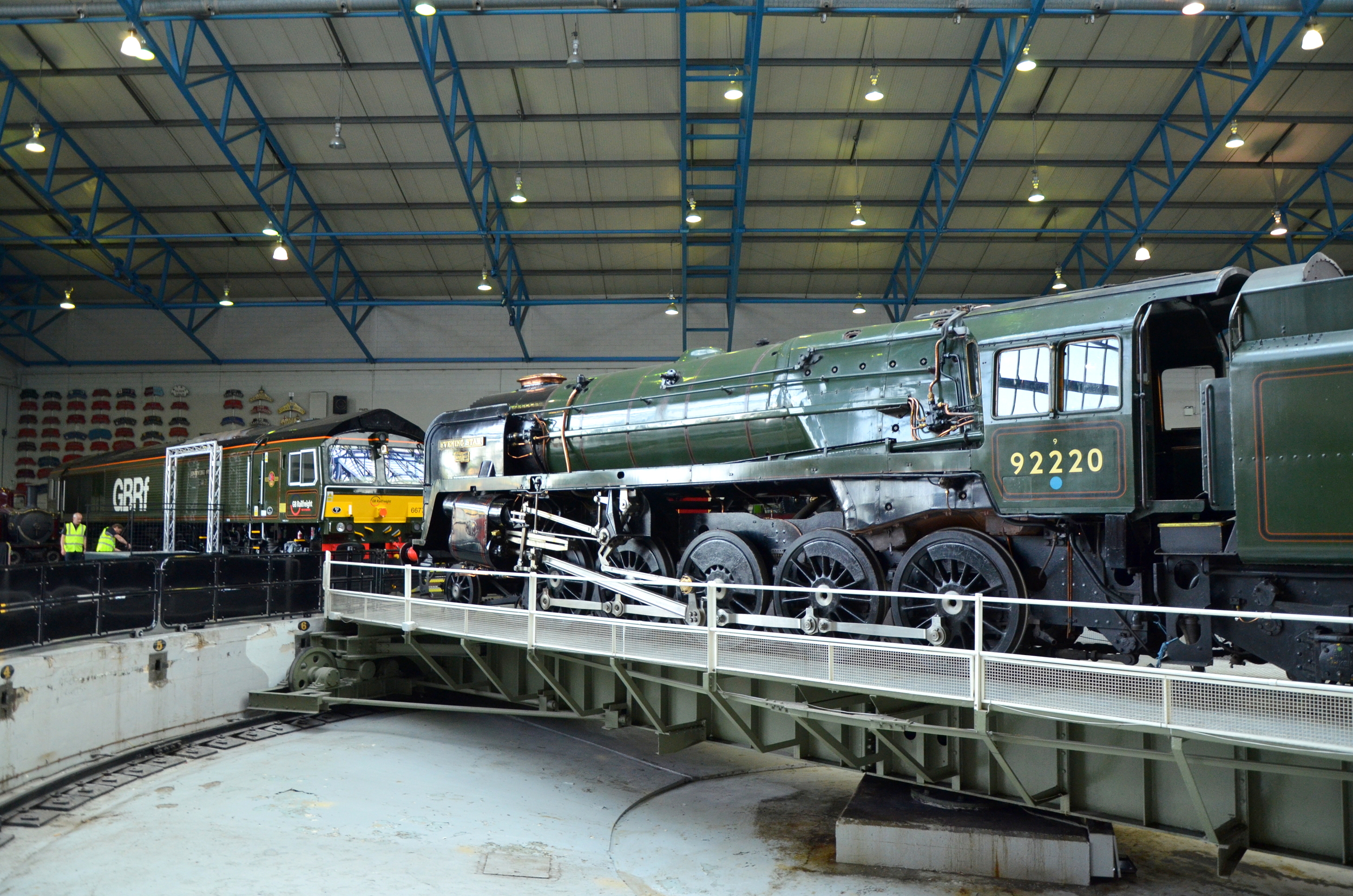 Seeing double: It seems there's not one but two Evening Stars at the National Railway Museum in York. No. 92220 faces its younger equivalent, Class 66 No. 66779. Credit: Ken Woods