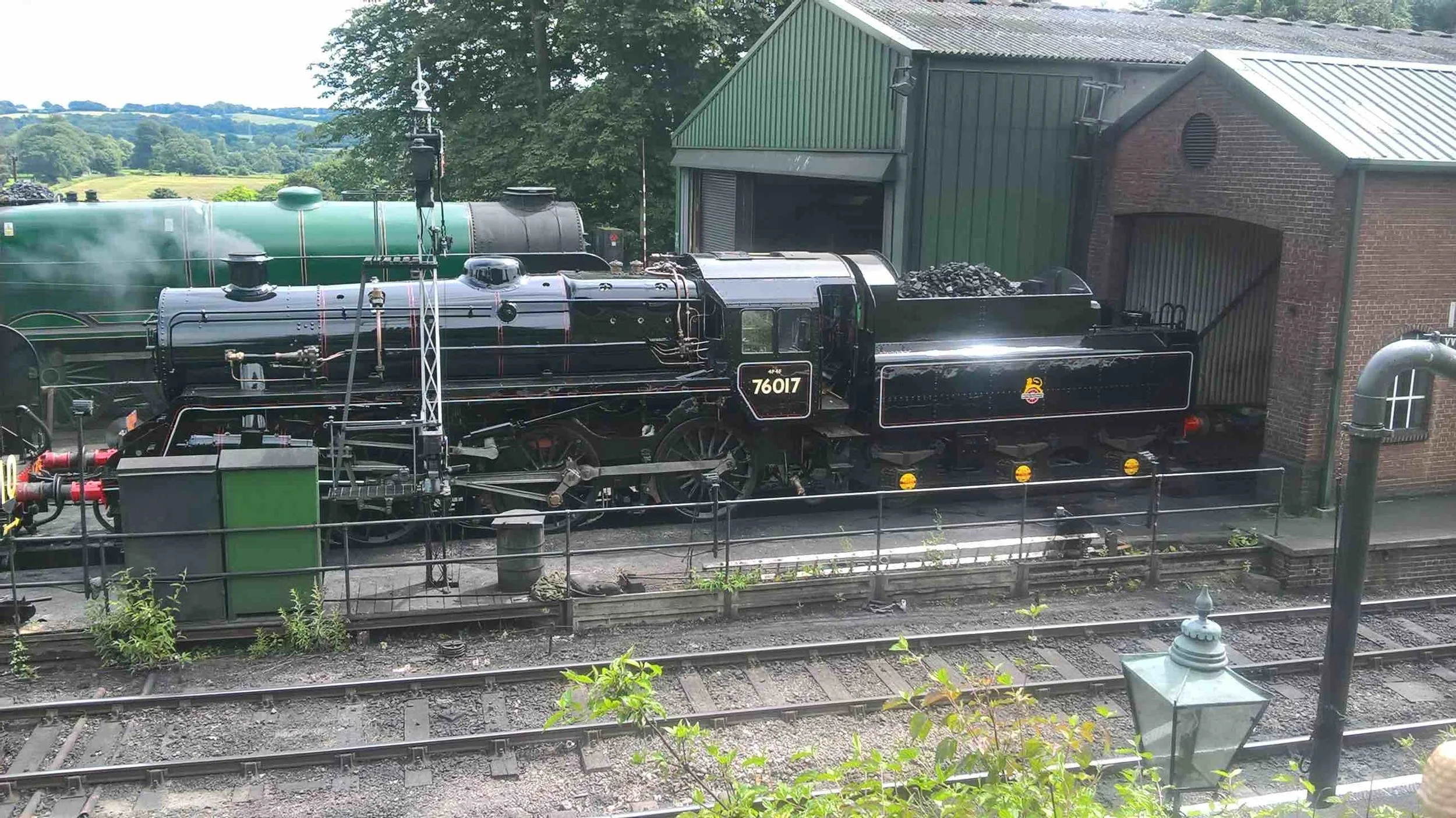 The first smoke begins to issue from the chimney of ‘4MT’ 2-6-0 No. 76017 at Ropley on July 8. COLIN CHAMBERS