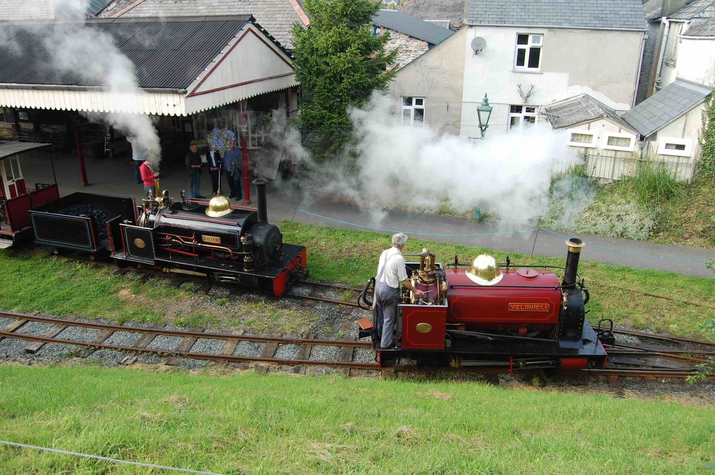 Launceston Steam Railway-based 'Quarry Hunslet' 0-4-0ST Velinheli runs round fellow resident Lilian at Launceston station on September 23 2011. STEVE RYSZKA