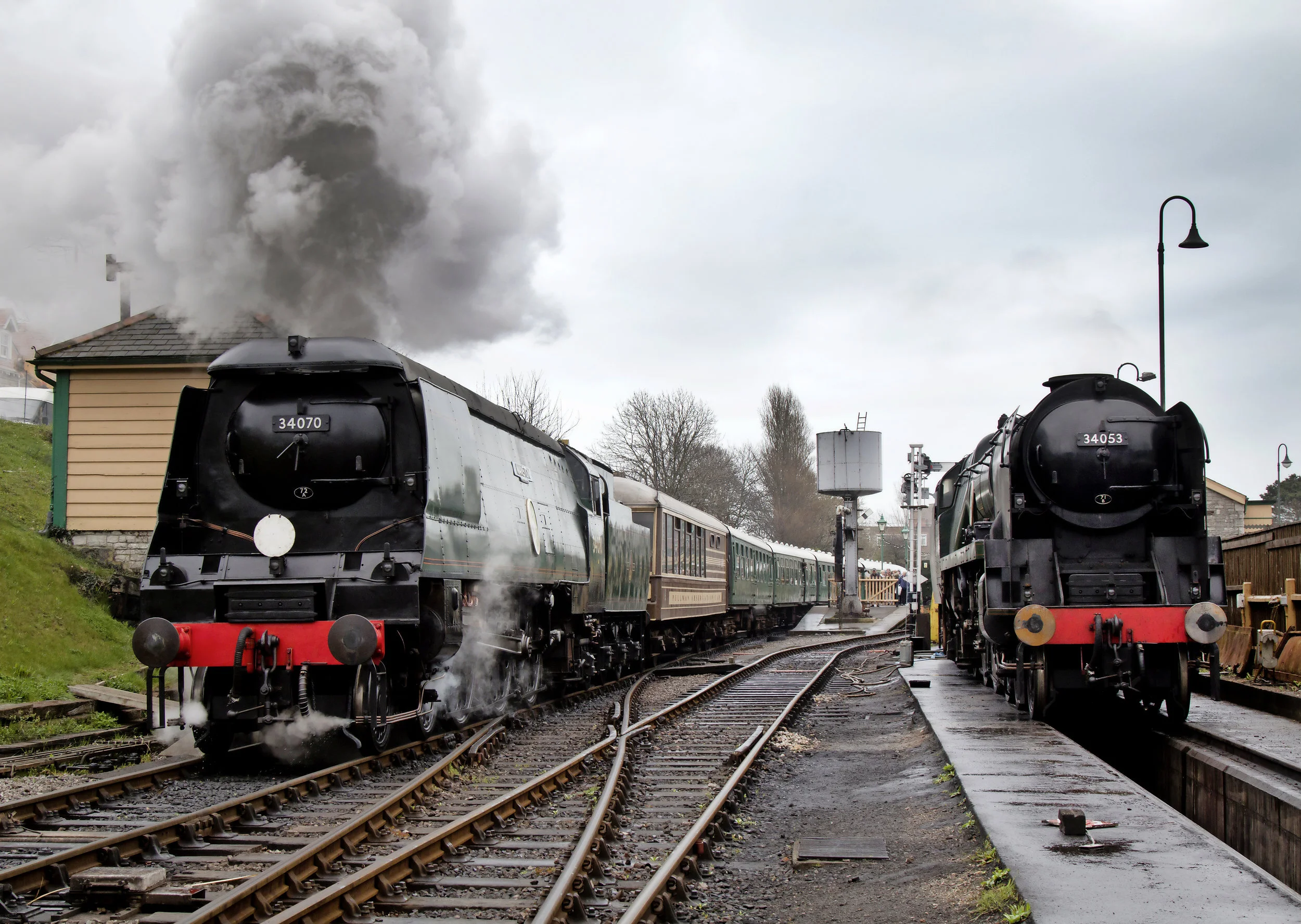 Two of the Swanage Railway's five-strong gala line-up: 'Battle of Britain' Nos. 34053 Sir Keith Park and 34070 Manston . JACK HAYNES