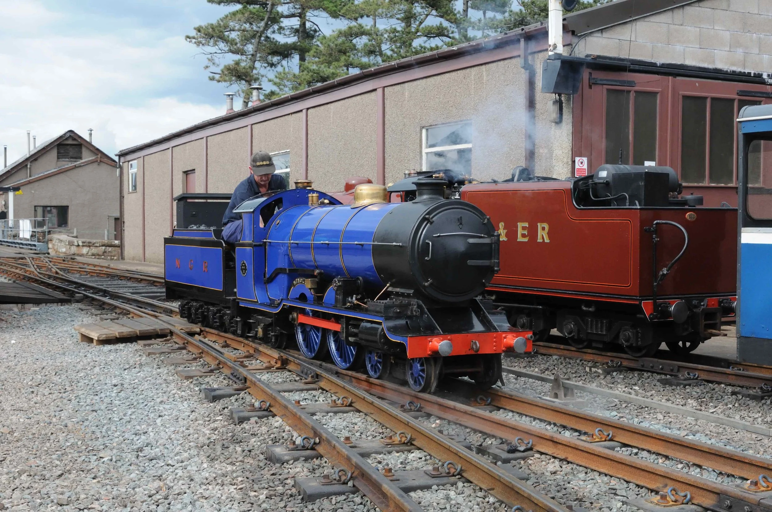 The oldest visiting locomotive to the Romney, Hythe & Dymchurch Railway’s ‘Steam & Diesel’ gala on May 13/14, Bassett-Lowke 4-4-2 Synolda , is pictured at Ravenglass with RER stablemate, River Mite , in the background. PETER JOHNSON