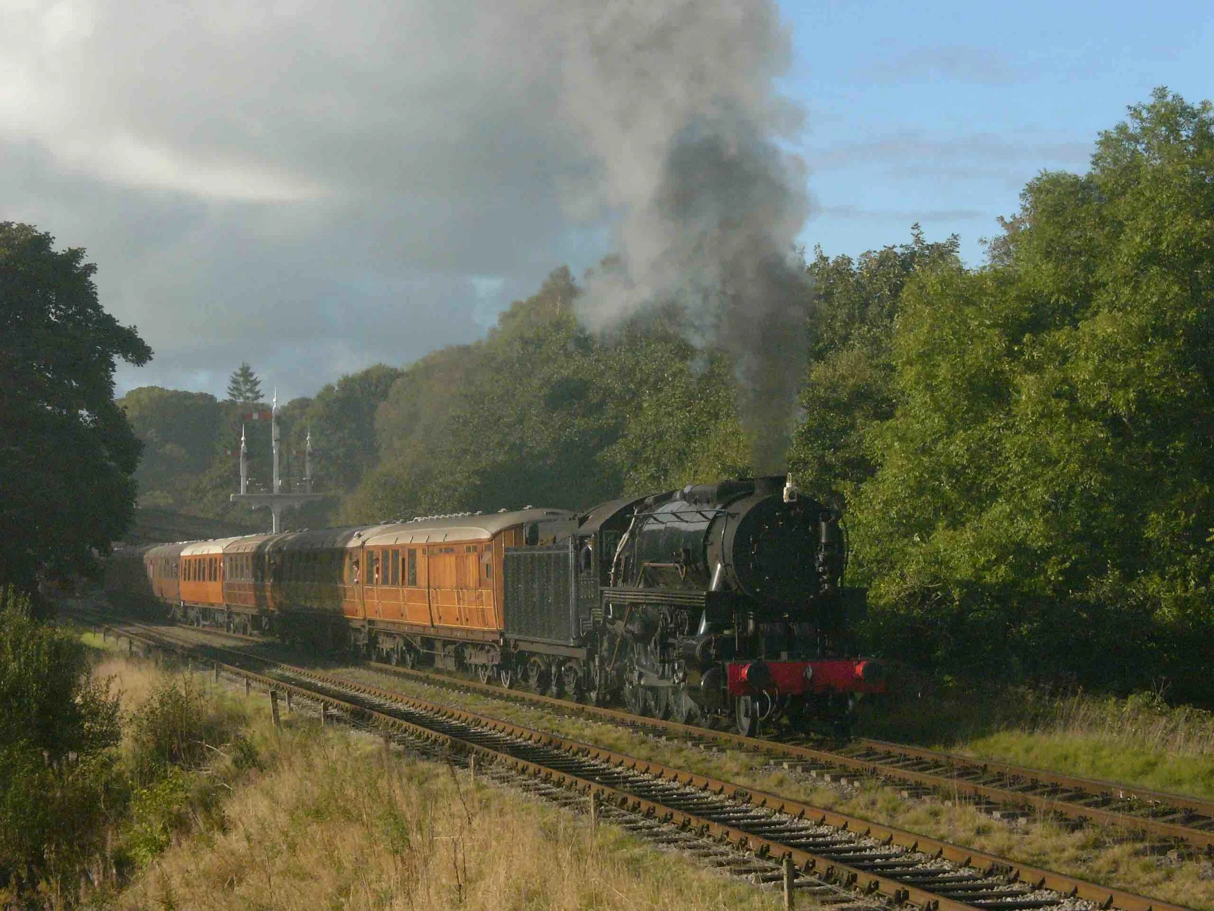 Out of action: Churnet Valley Railway-based ‘S160’ No. 6046 has become the third visiting locomotive to drop out of the ‘GlosWarks’ ‘Cotswold Festival of Steam’ gala. It is pictured leaving Goathland at the North Yorkshire Moors Railway’s autumn gala on October 2 2016. TOBY JENNINGS/SR