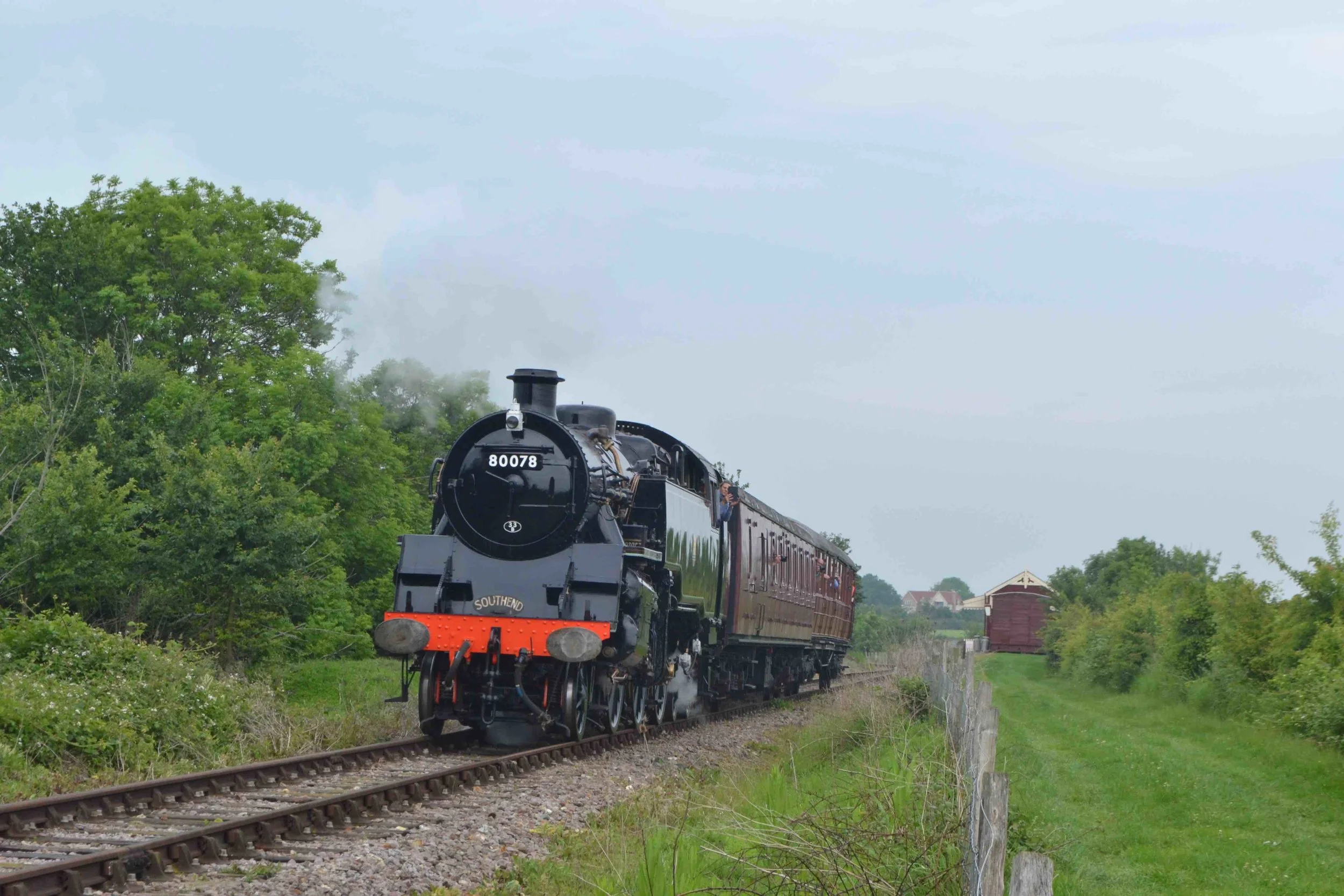 Fresh from overhaul, BR Standard ‘4MT’ No. 80078 departs the Mangapps Railway Museum’s Old Heath station on May 29. TOBY JENNINGS