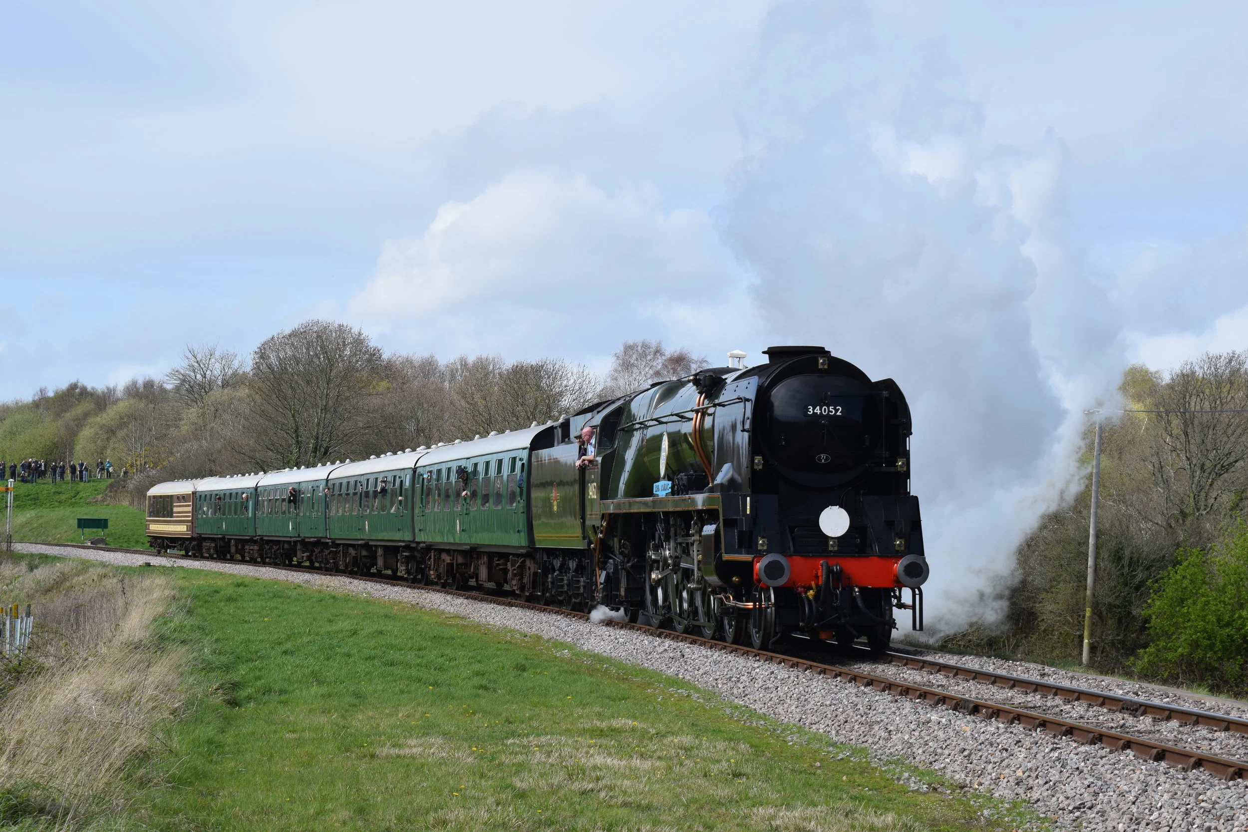 Locomotive Services Ltd., which owns 'West Country' No. 34046 Braunton (currently masquerading as 'BB' No. 34052 Lord Dowding ), became a Train Operating Company on August 4. The Bulleid 'Pacific' is pictured leaving Norden on March 31 at the Swanage Railway's 'Strictly Bulleid' gala. THOMAS BRIGHT/SR