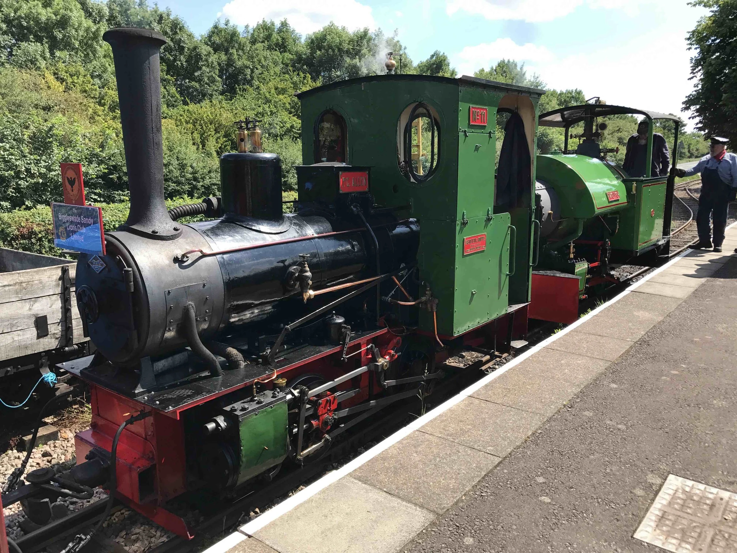 Two engines that will be in action at the Leighton Buzzard Railway’s 50th anniversary gala – LBR resident O&K 0-4-0WT P. C. Allen and visiting Bagnall 0-4-0ST Woto . STEVE DOUGHTY