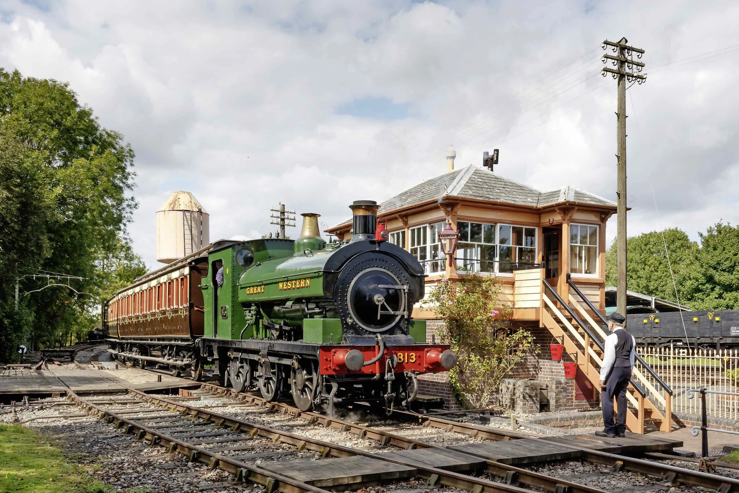 A timeless scene. Port Talbot Railway No. 813 passes the former Radstock North signal box at the Didcot Railway Centre’s ‘Rails to the Western Front’ event on August 19/20. ALISDAIR ANDERSON