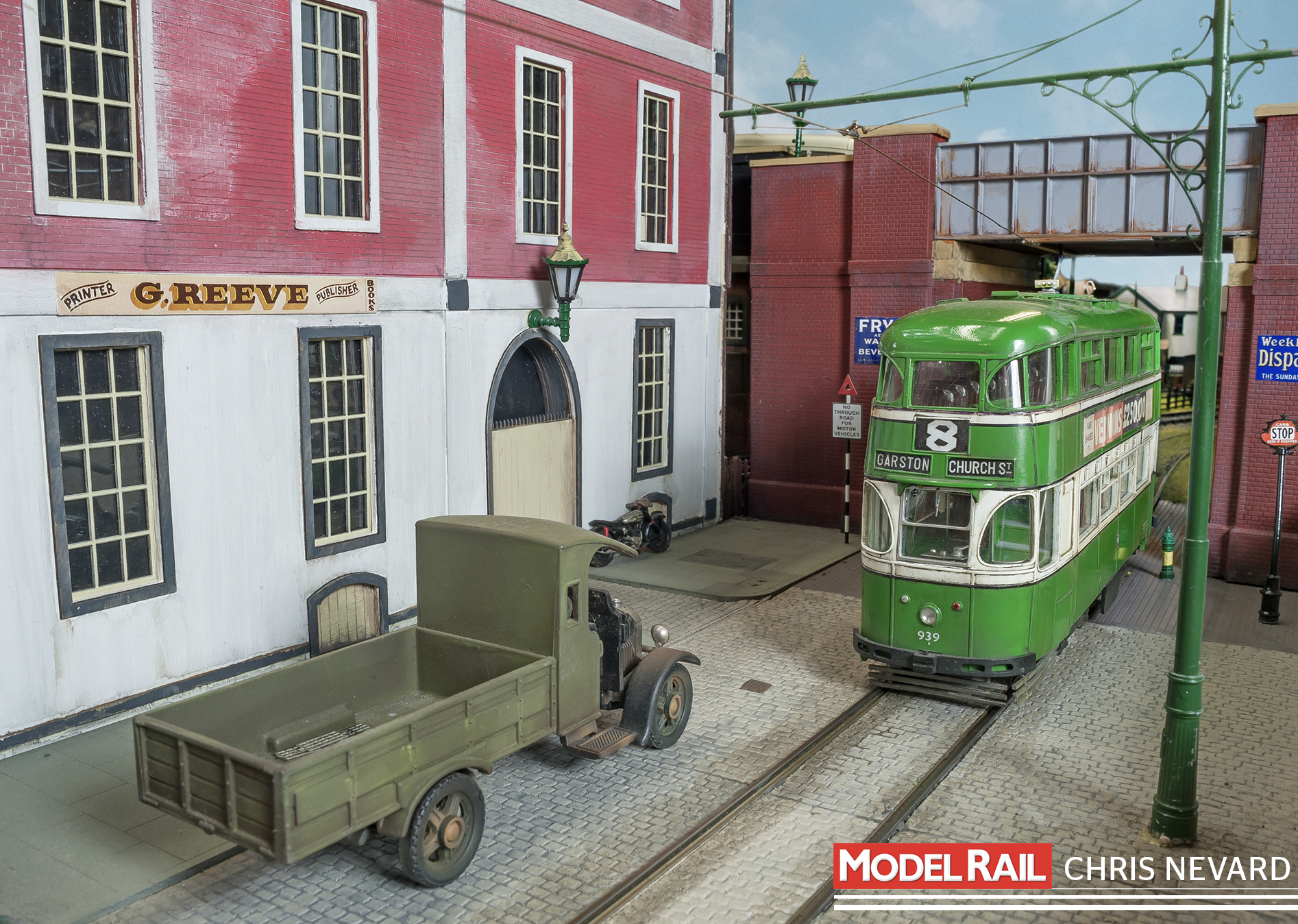 The trams are all DCC, but don’t have sound and, although the overhead wires are not powered, the trolley pole is guided prototypically - even through points. CHRIS NEVARD
